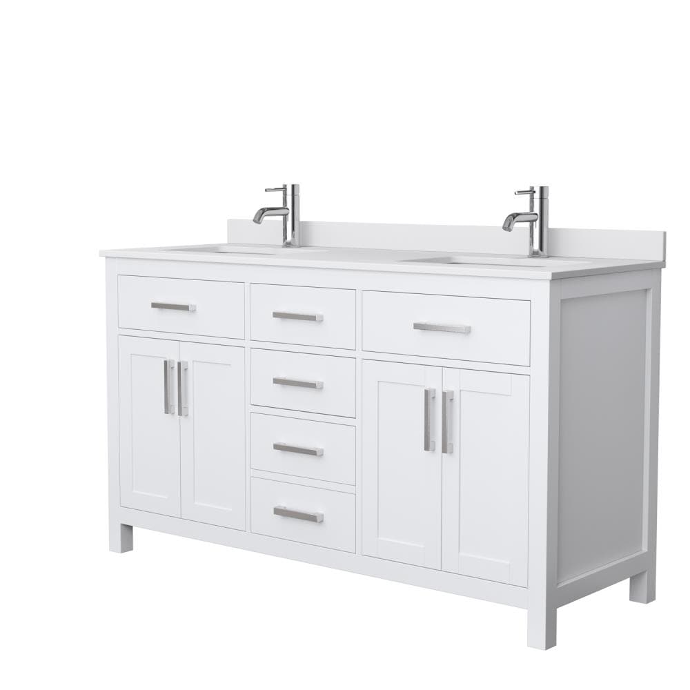 Wyndham Collection Beckett 60-in White Undermount Double Sink Bathroom ...