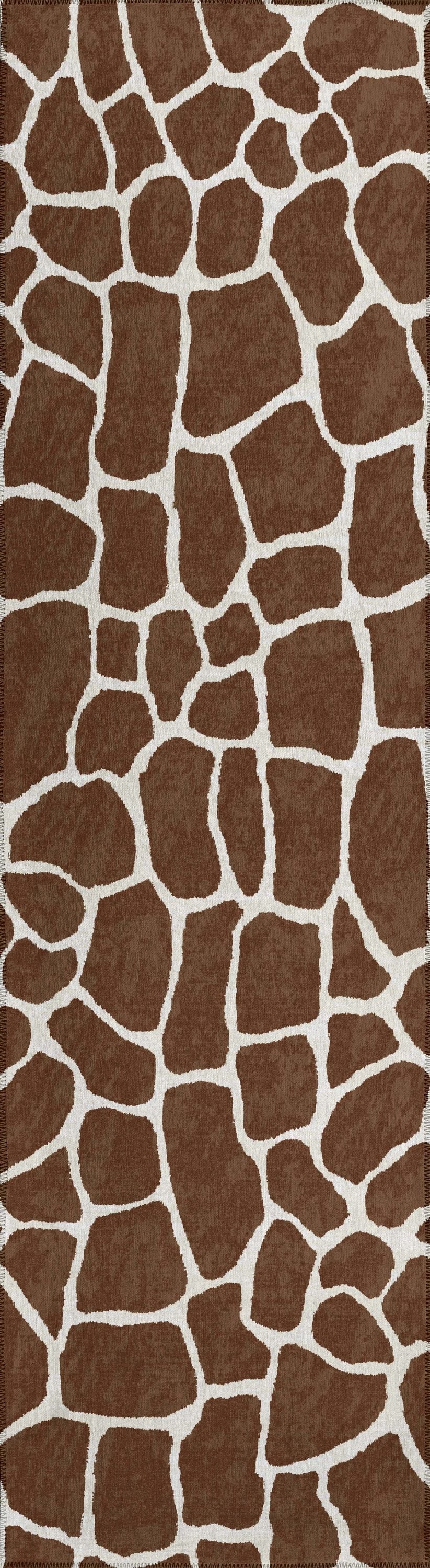 Addison Rugs ASF34CO2X8 Safari 2 x 8 (ft) Chenille Coffee Rectangular Indoor/Outdoor Animal print Bohemian/Eclectic Machine washable Runner rug