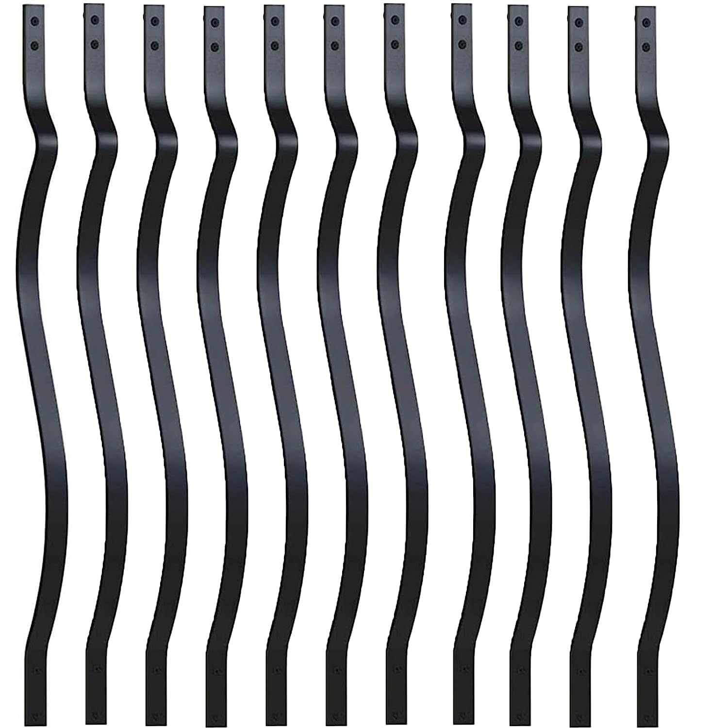 Phewnyzo  Metal Deck Spindles 26 Pack 32 25 Inch x 1 Inch Wave Arc Balusters for Outdoor Stair Deck Porch Iron Railing Matte Black Rust Resistant