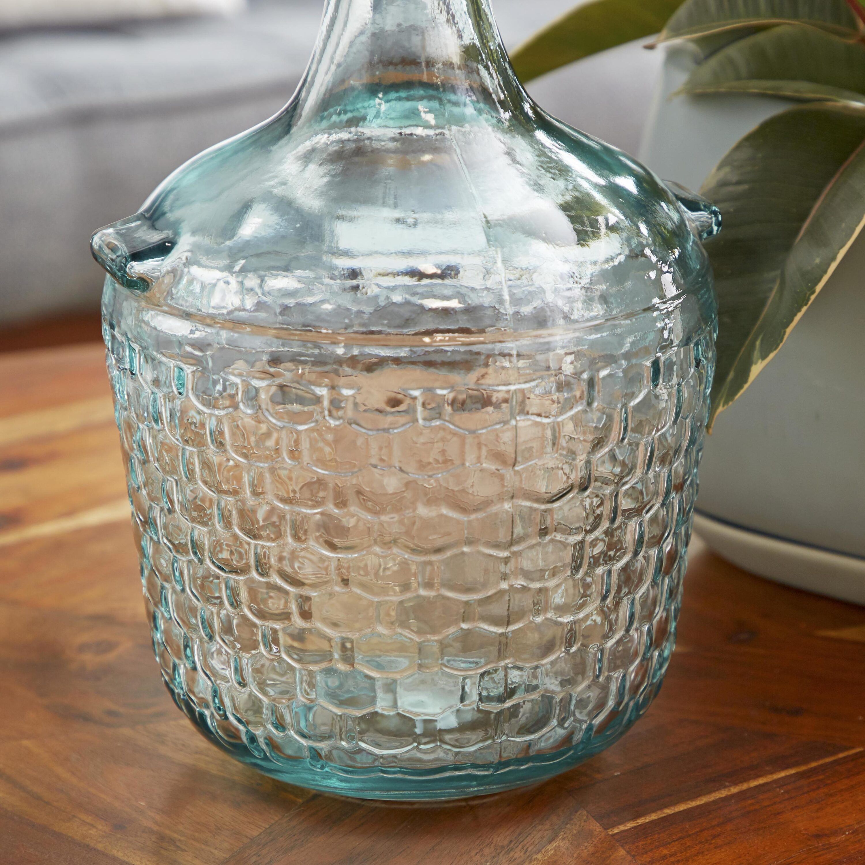 Clear Embossed Nautical Glass Bottle Vase