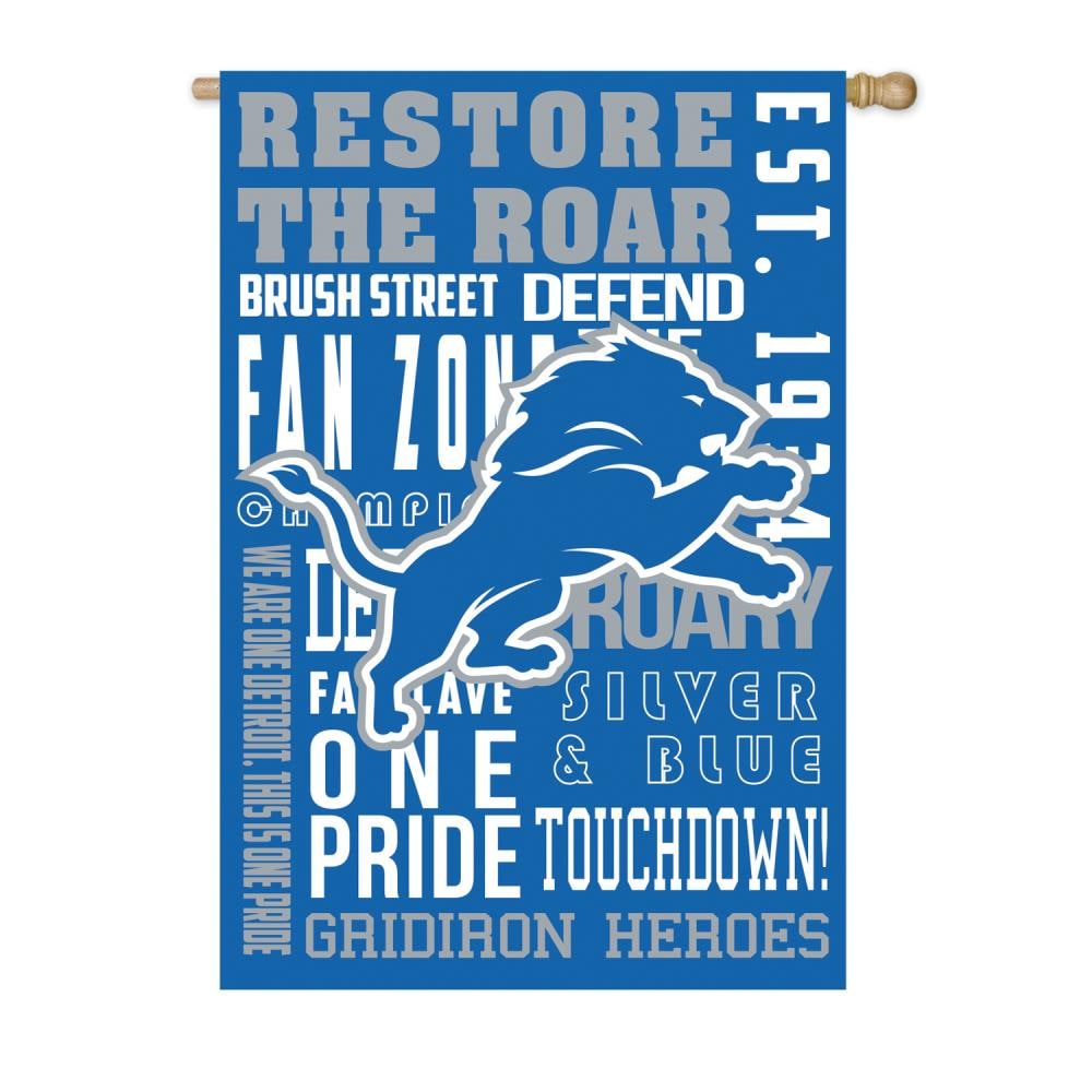 Team Sports America 2.3-ft W x 3.6-ft H Detroit Lions House Flag