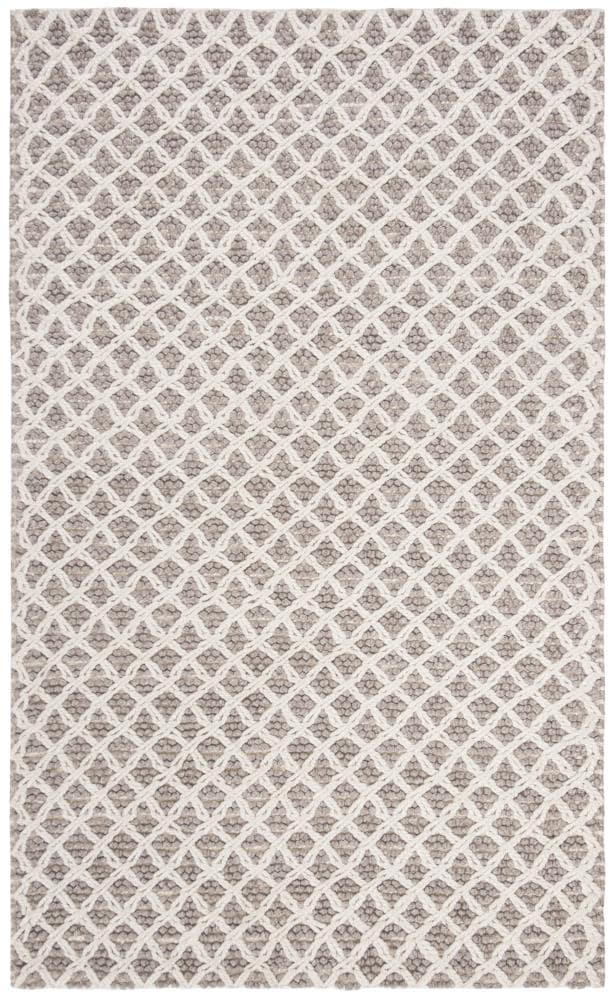 Safavieh NAT404A-5 Natura Jasper 5 x 8 (ft) Synthetic Ivory/Gray Rectangular Indoor Trellis Coastal Area rug