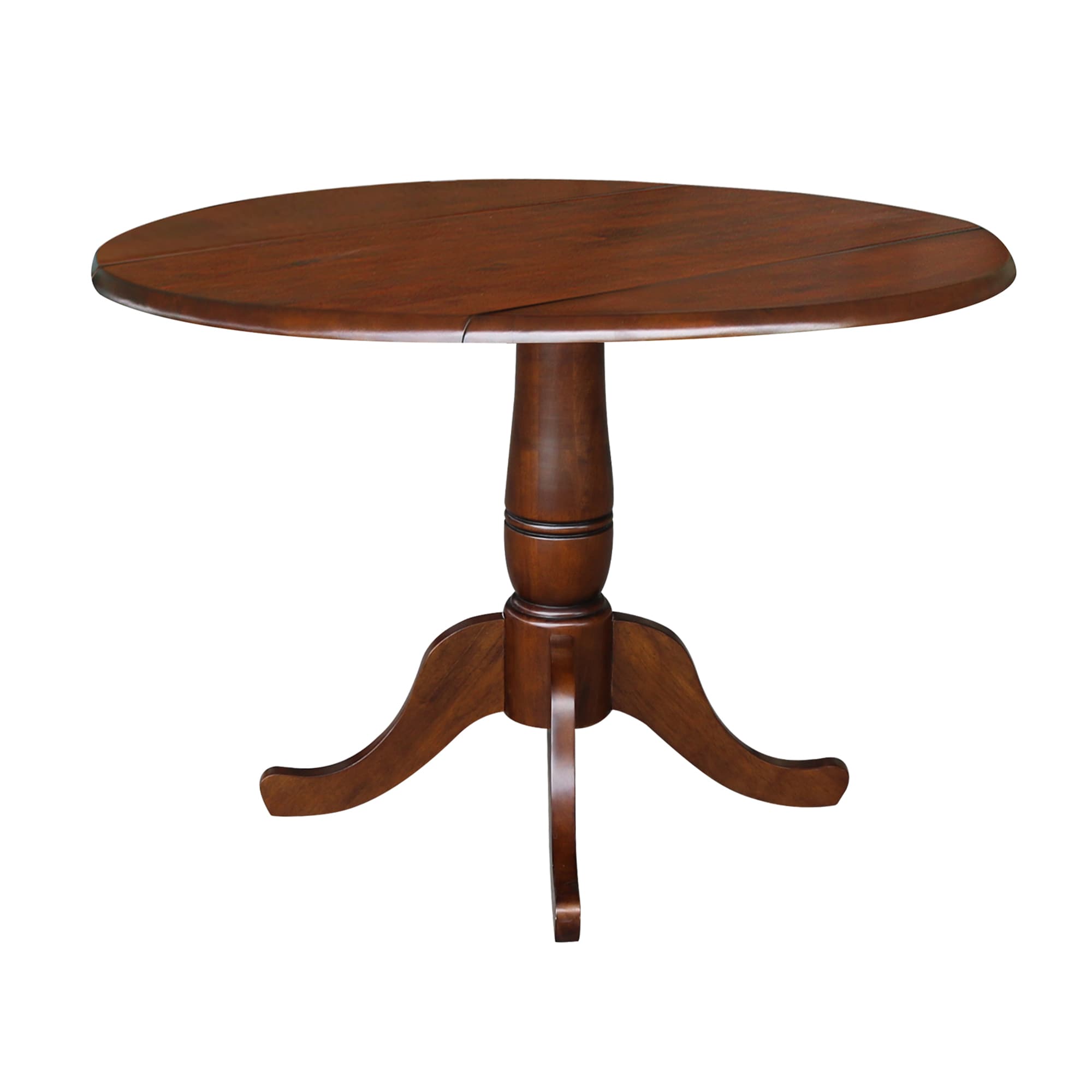 International Concepts Espresso Round Casual Extending Drop Leaf Dining ...