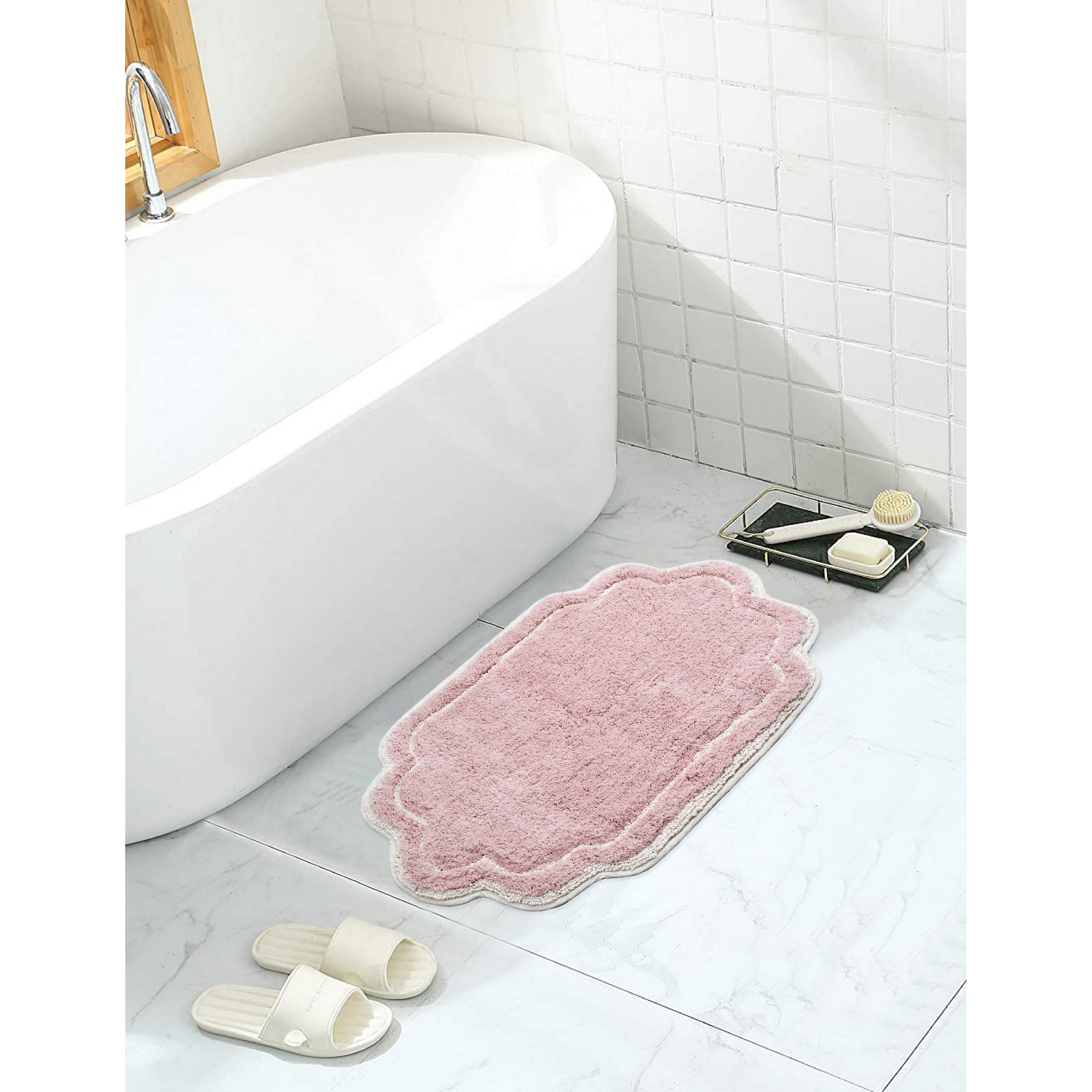 Home Weavers BALL1724PI Allure 17-Inches x 24-Inches Pink Cotton Bath rug