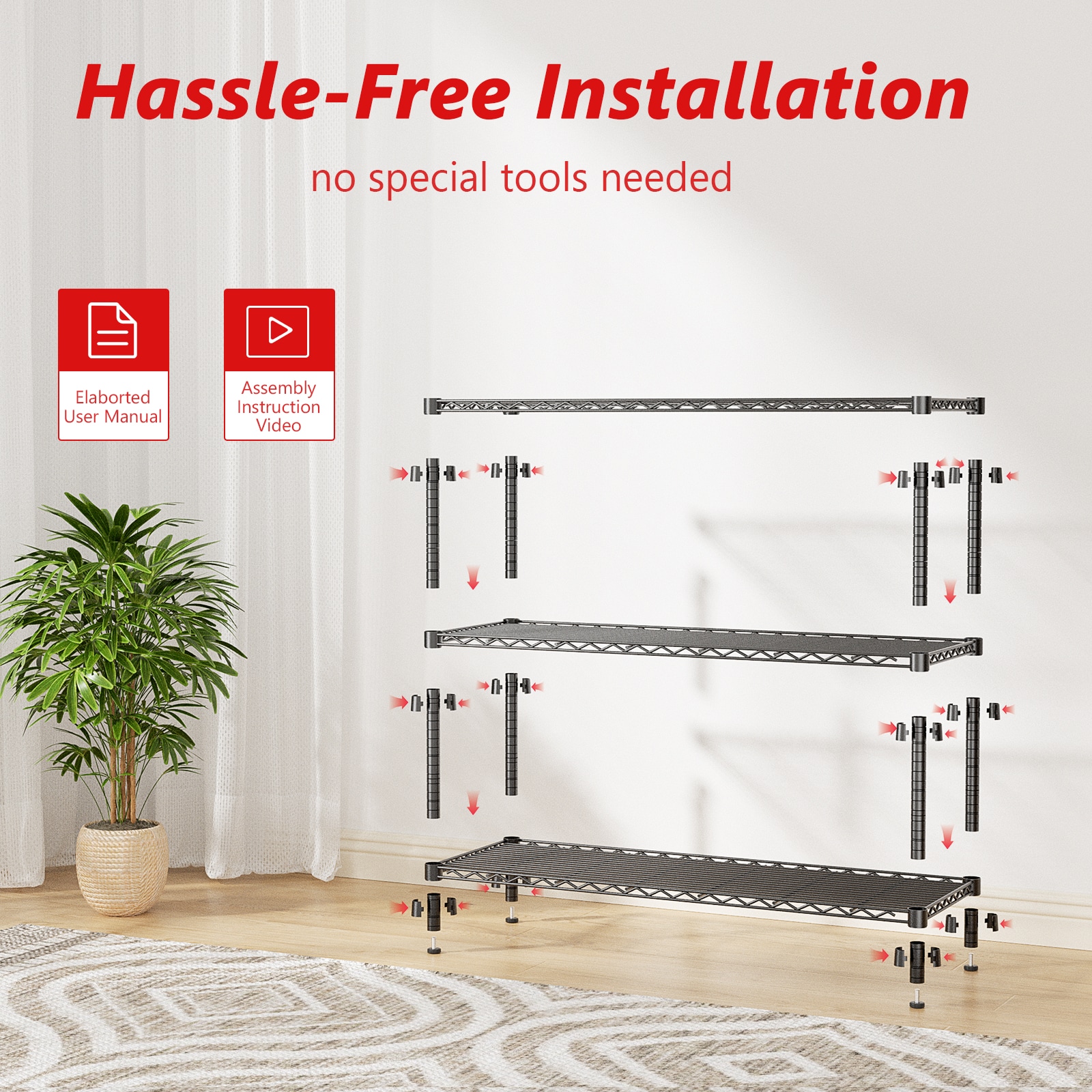 LOVMOR BLACK-48HAGW3C-PLR Free-Standing-Shelving - View #7