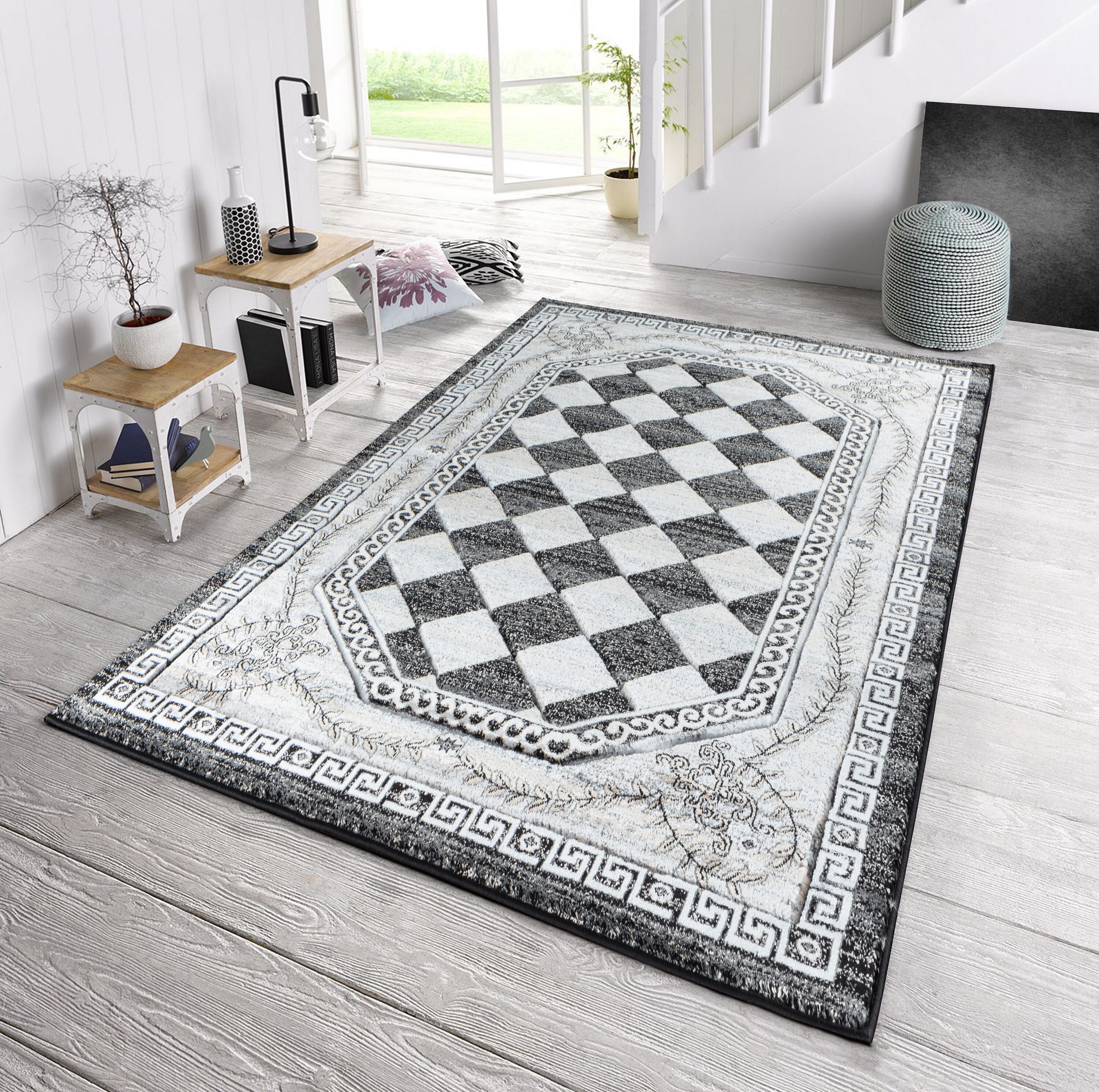 MDA Rugs GM6658 Glamour 5 x 7 (ft) Polypropylene Gray/Black Rectangular Indoor Abstract Area rug