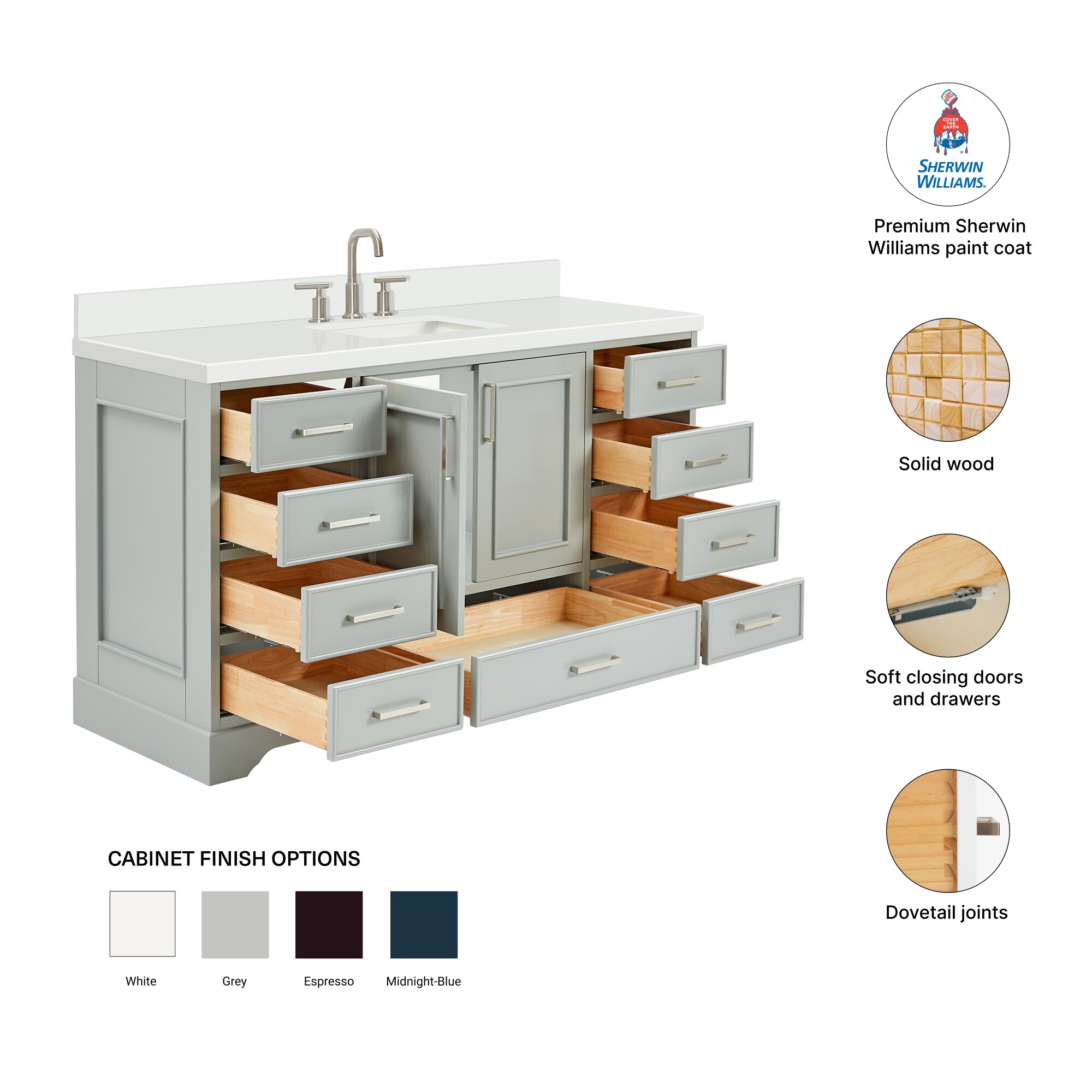 ARIEL M061SWQRVOGRY Bath-Vanity-Combo - View #5