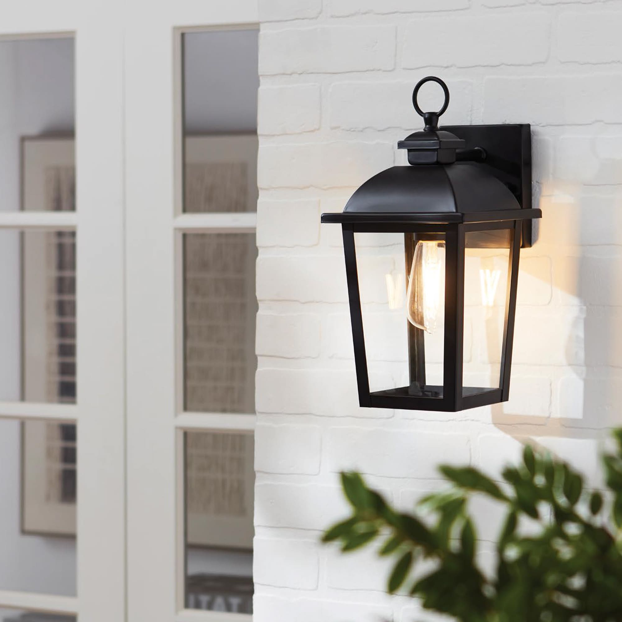 Allen Roth Belford 14.1 Inches H Matte Black Hardwired Outdoor Wall Light T230779 WC 7