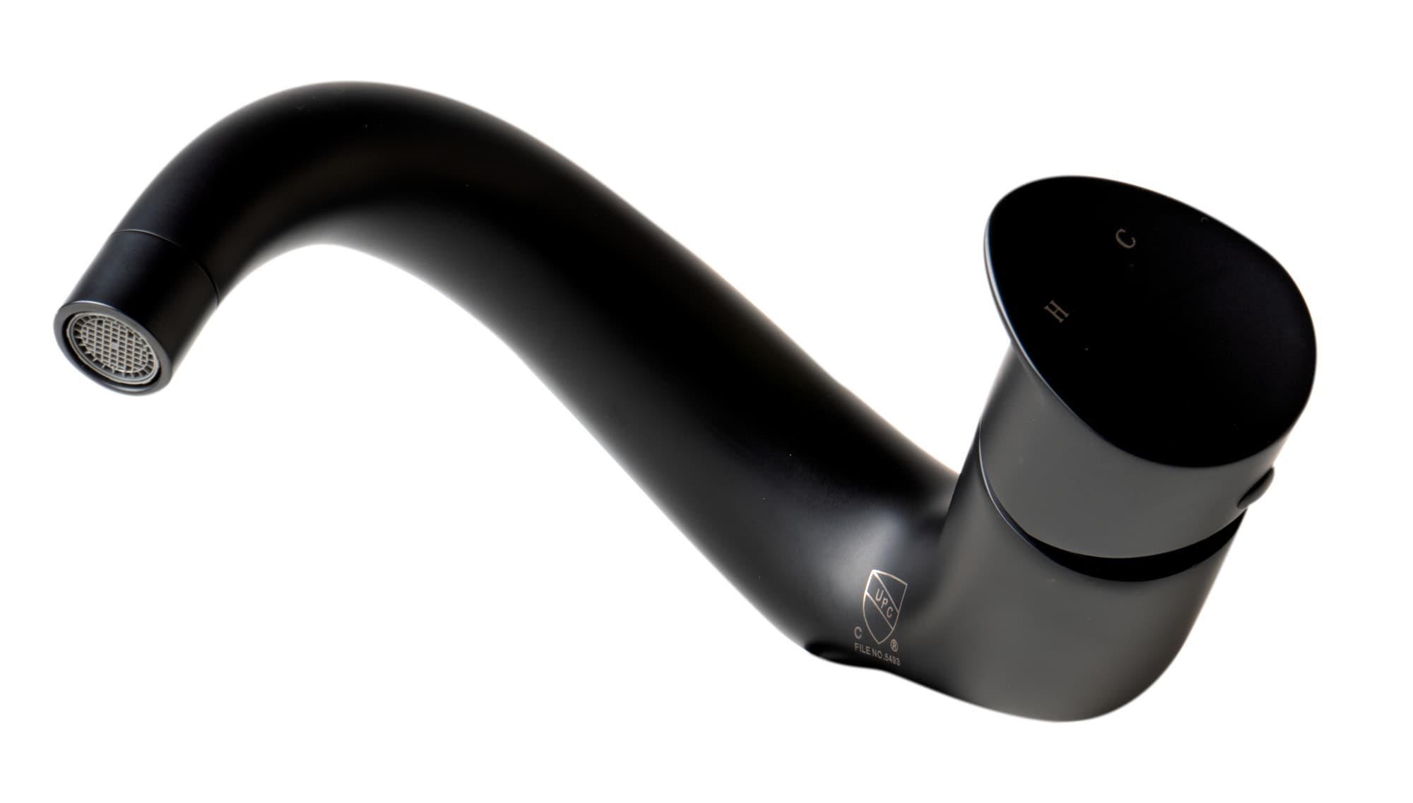 Matte Black Single-Handle Bathroom Faucet with Wave Design