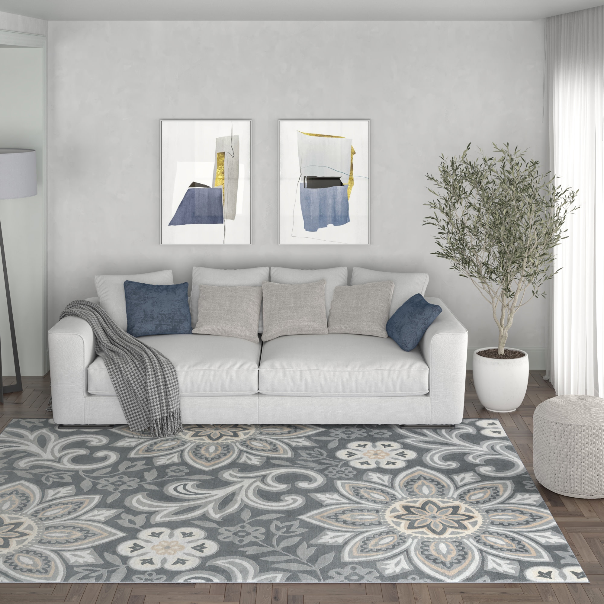 Tayse MDN3941 5X7 Madison 5 x 7 (ft) Loomed Polypropylene Dark Gray Rectangular Indoor Area rug