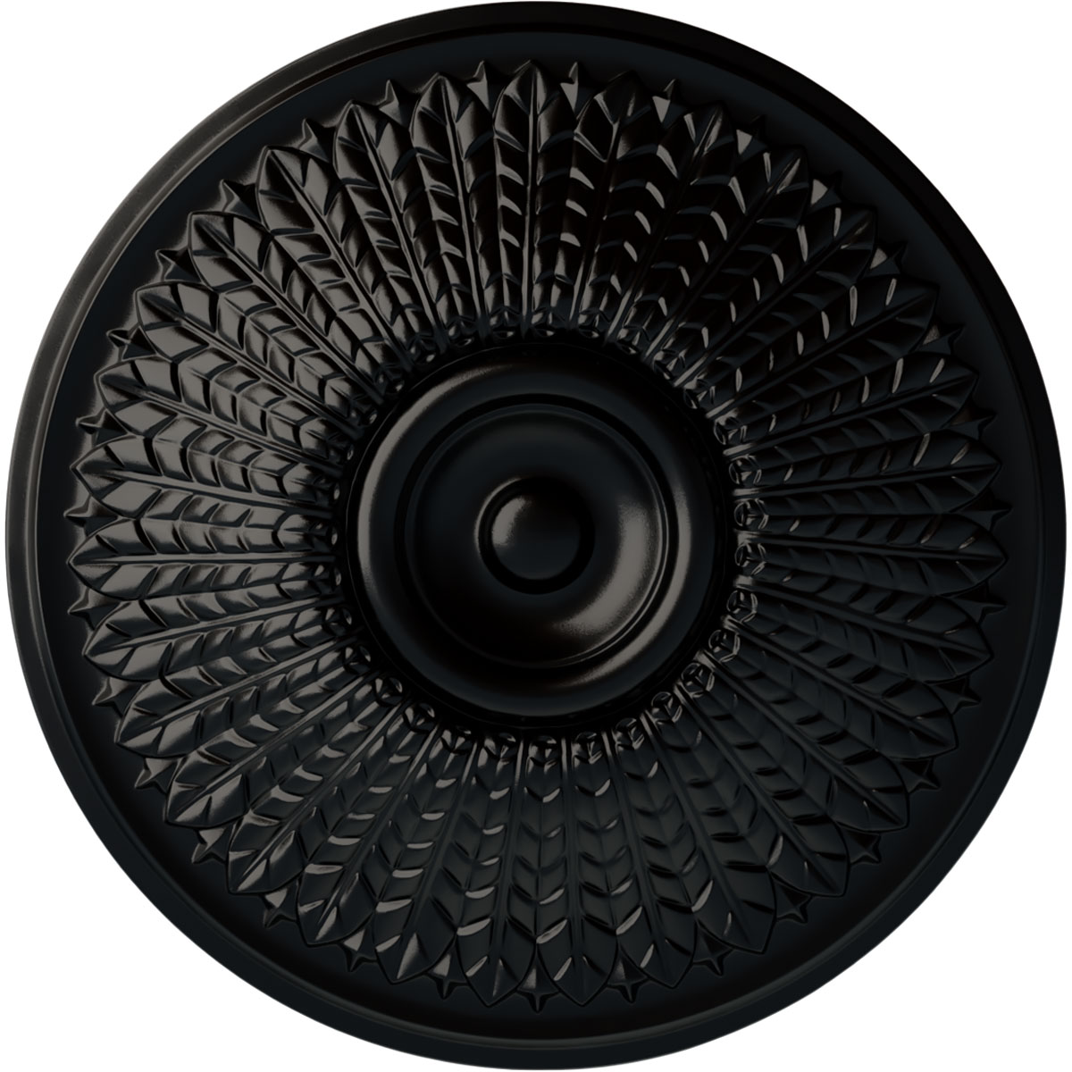 Ekena Millwork CM23MOBLF Modena 23.5-in W x 23.5-in L Painted Jet Black Polyurethane Whole Ceiling Medallion