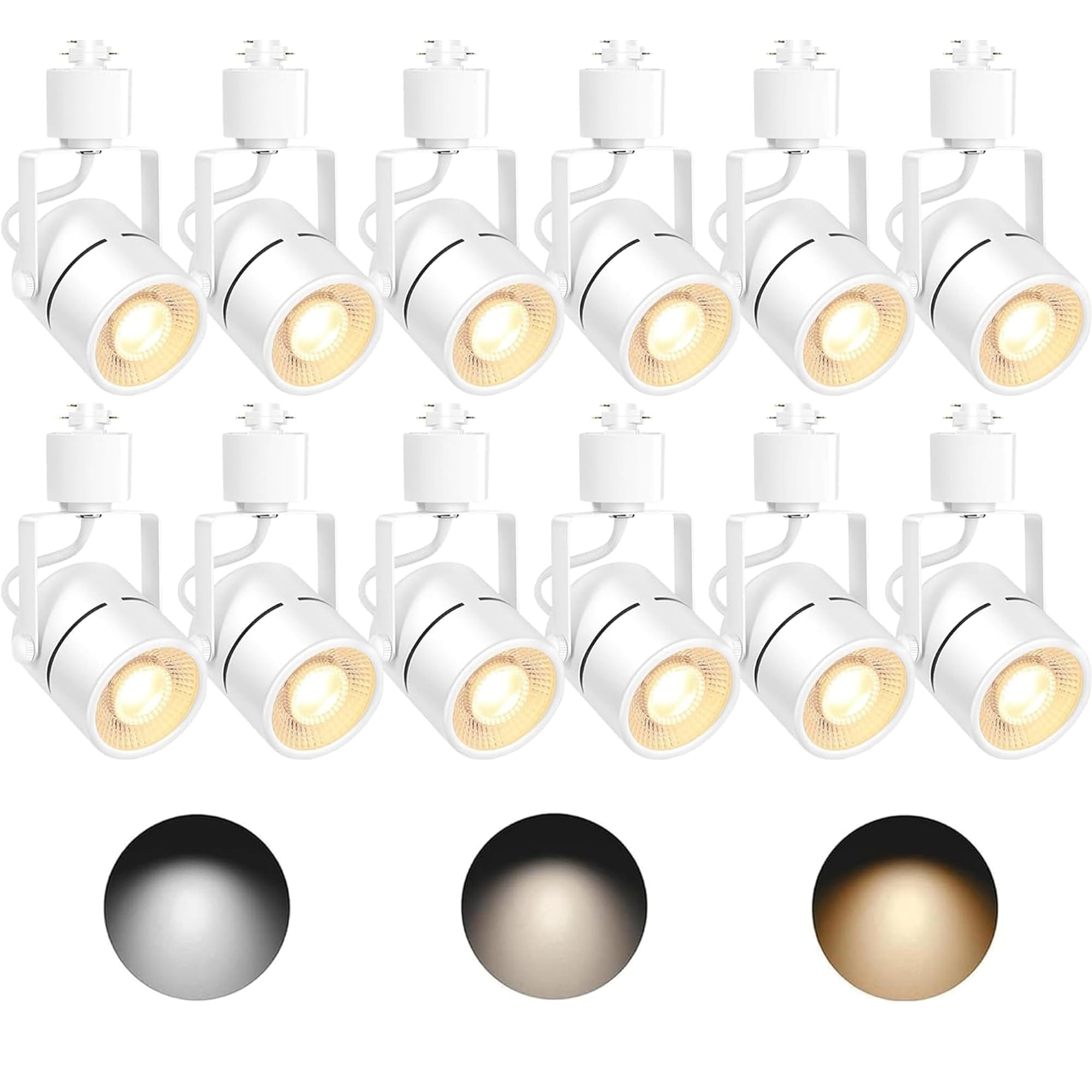 IUEST  GU10 3CCT Track Lighting Heads White 12-Pack 3000K 4000K 6000K Color Temperature Selectable 10W Accent Ceiling Lights for Office Gallery