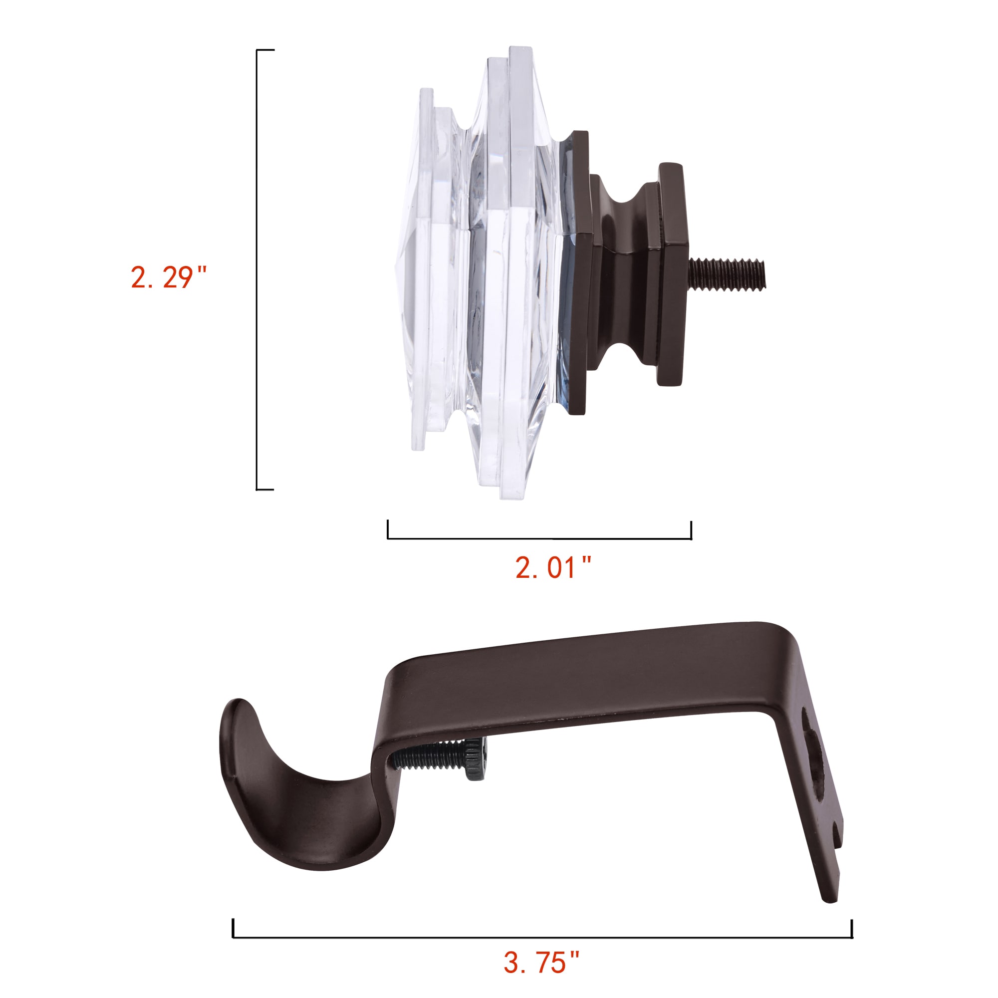 Adjustable Oil Rubbed Bronze Curtain Rod with Crystal Finials