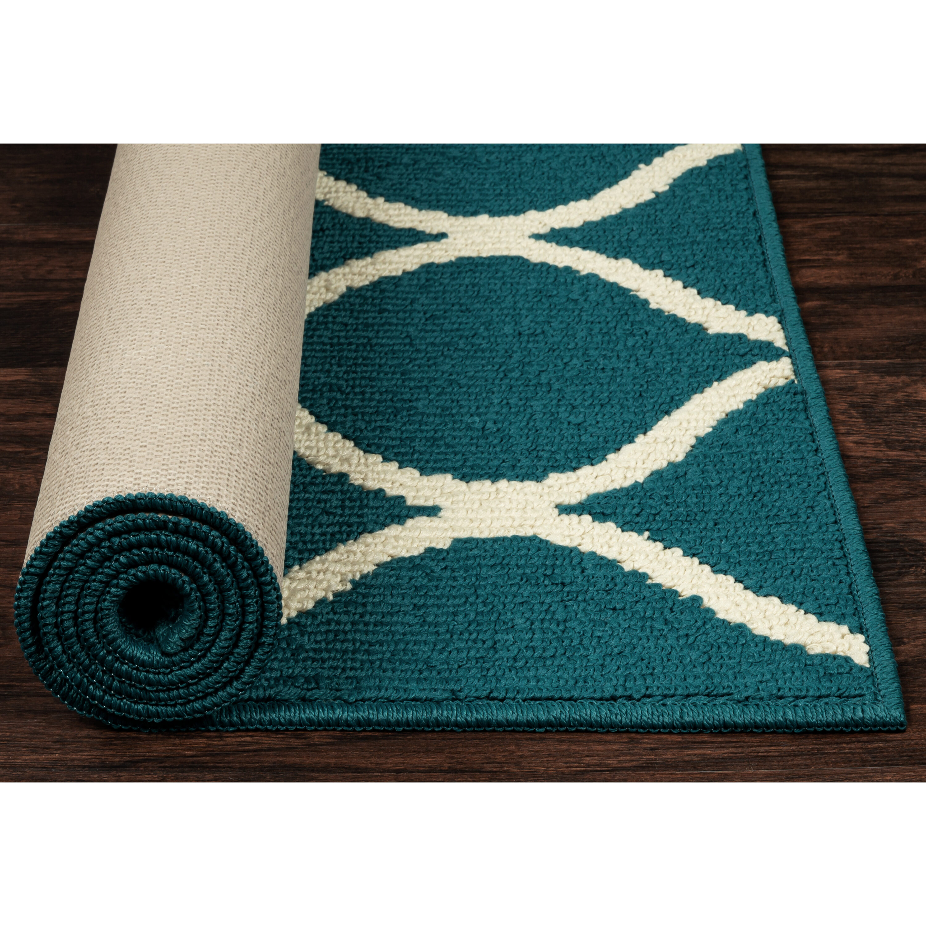 Teal Blue Tufted Shag Rectangular Rug with Non-slip Backing