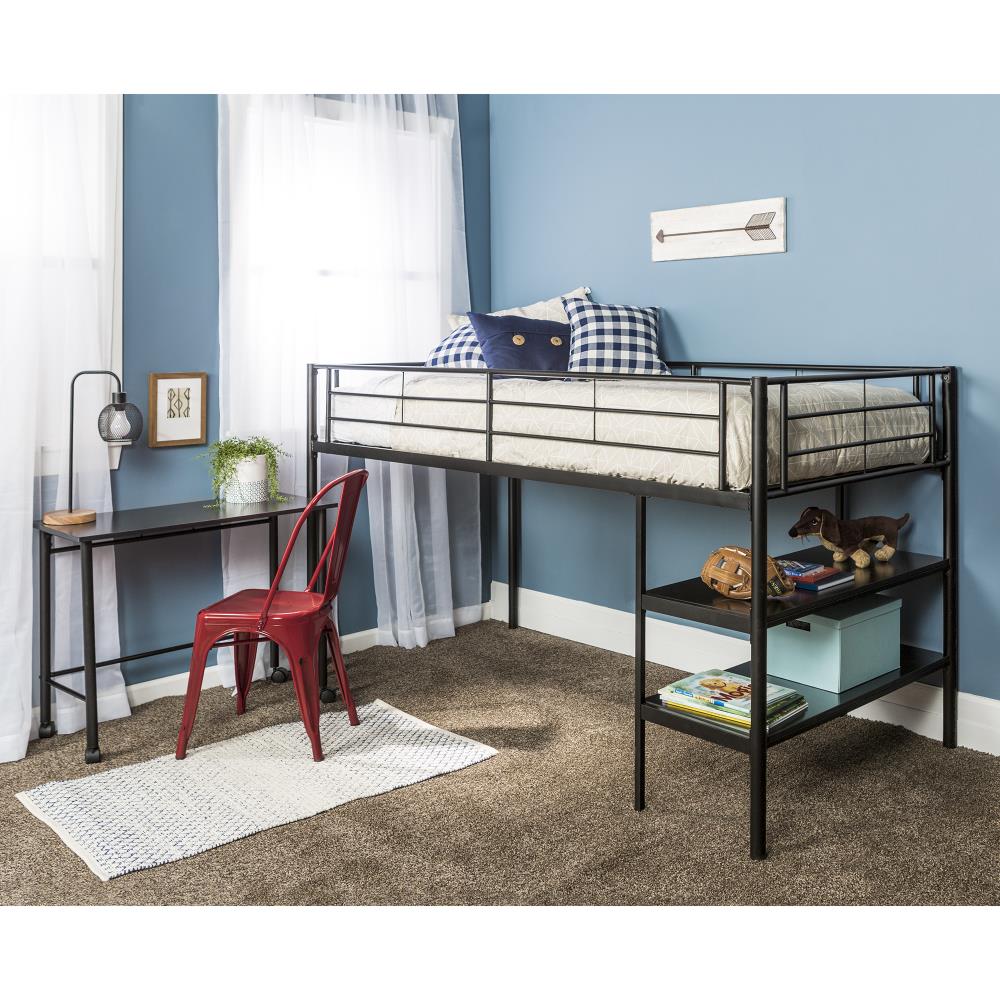 Twin Study Loft Bunk Bed At, Walker Edison We Furniture Loft Bunk Bed Full Metal Black