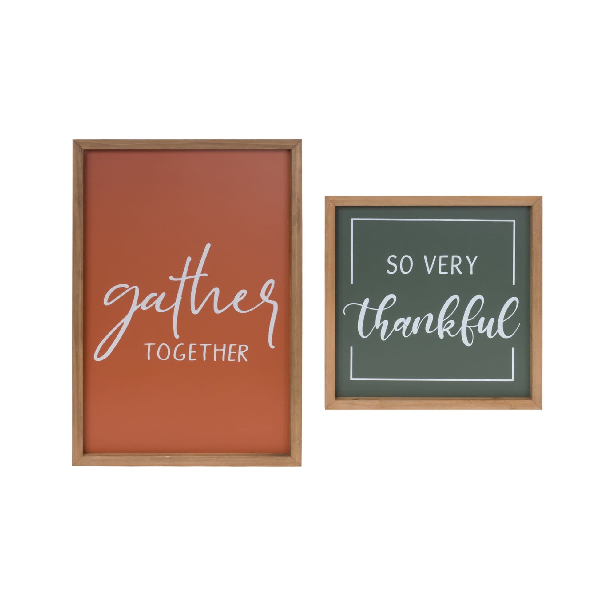 Melrose International 87584DS Gather and Thankful Sign (2 Asst) 12SQ 12L x 18H Wood/MDF