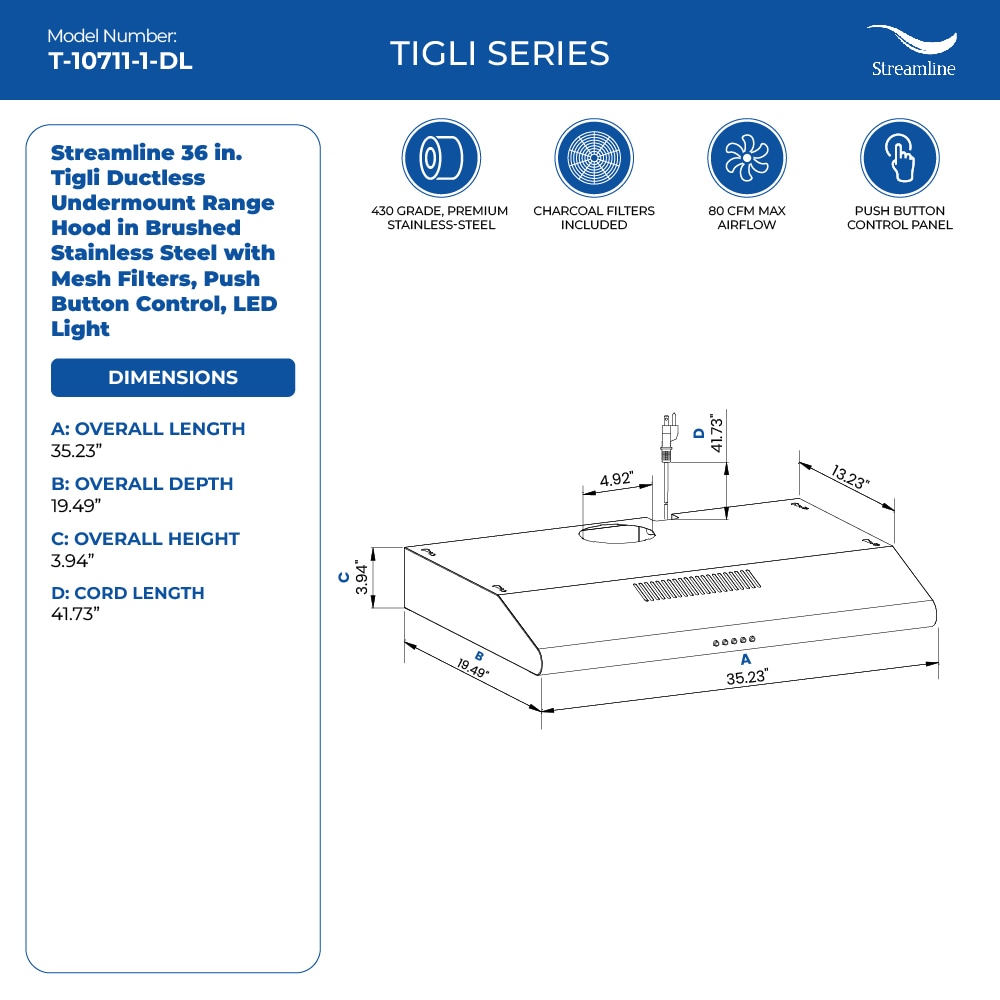 Streamline T-10711-1-DL Undercabinet-Range-Hoods - View #9
