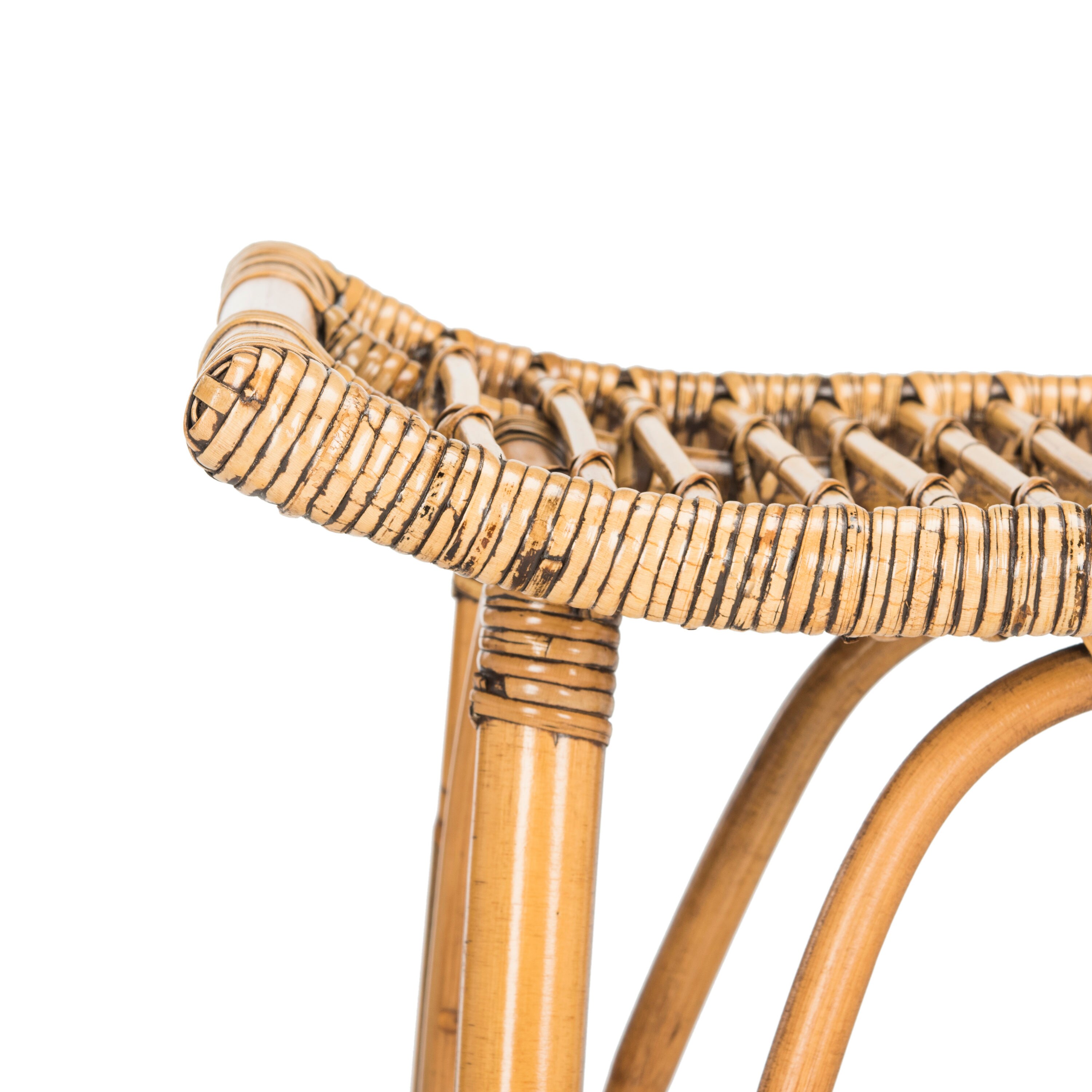 Leda Grey White Wash Rattan Saddle Bar Stool