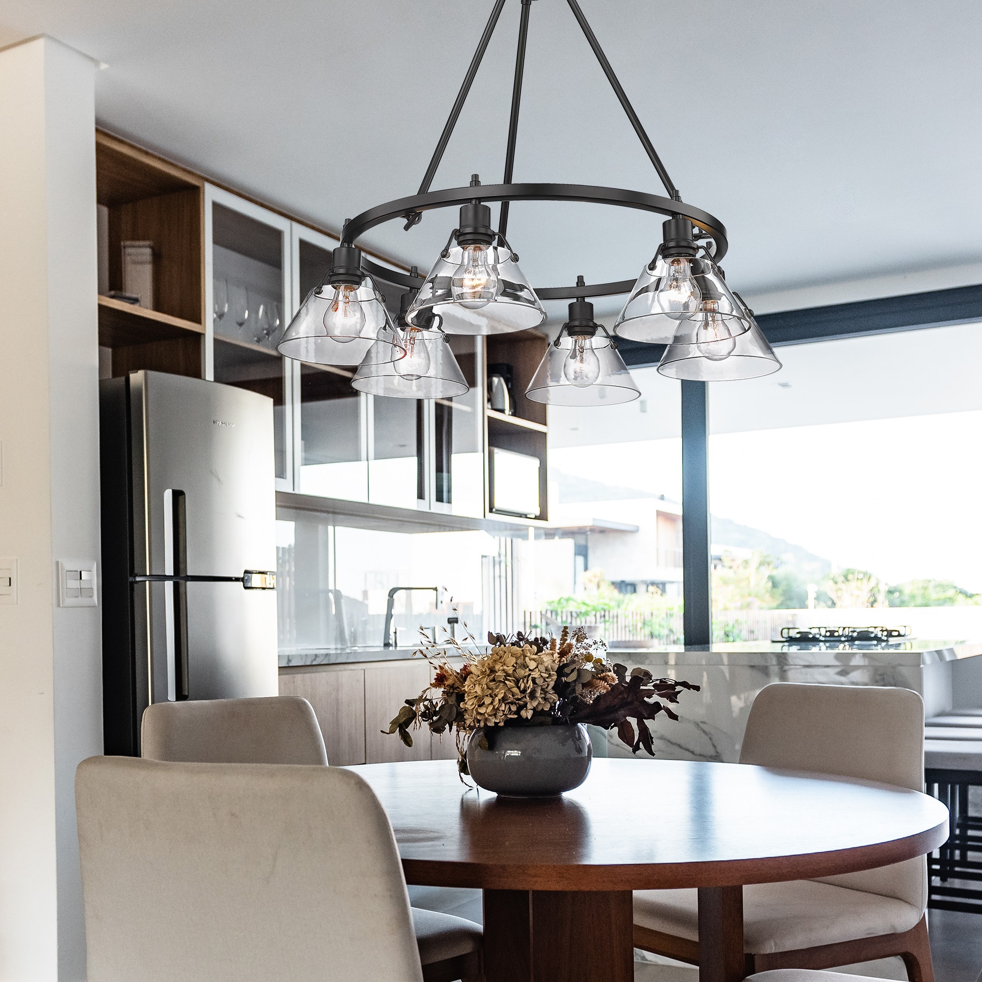 Orwell Matte Black and Clear Glass 6-Light Chandelier