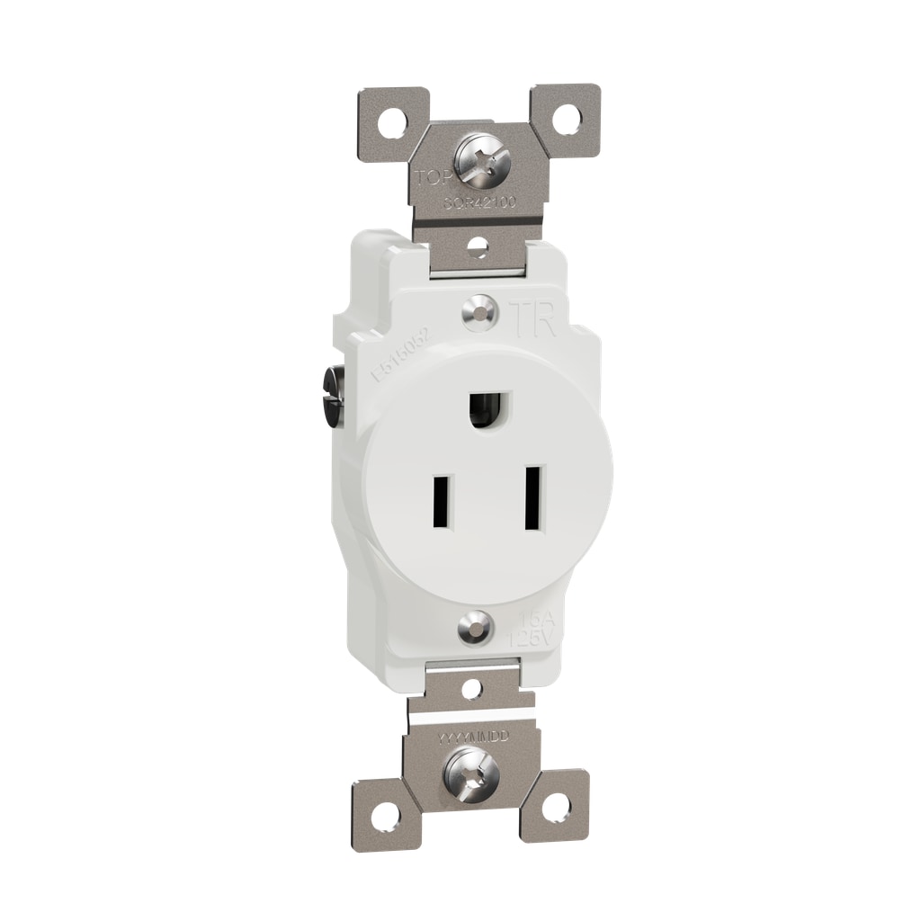 Square D SQR42100WH X Series 15 -Amp 125-volt Tamper Resistant Residential/Commercial Round Outlet , Matte White