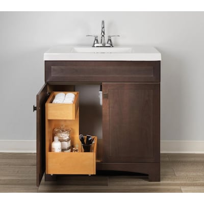 Style Selections Vanity Storage Natural Finish Bathroom Drawer Organizer 12 In X 18 The Accessories Department At Com - How To Finish Wood For Bathroom
