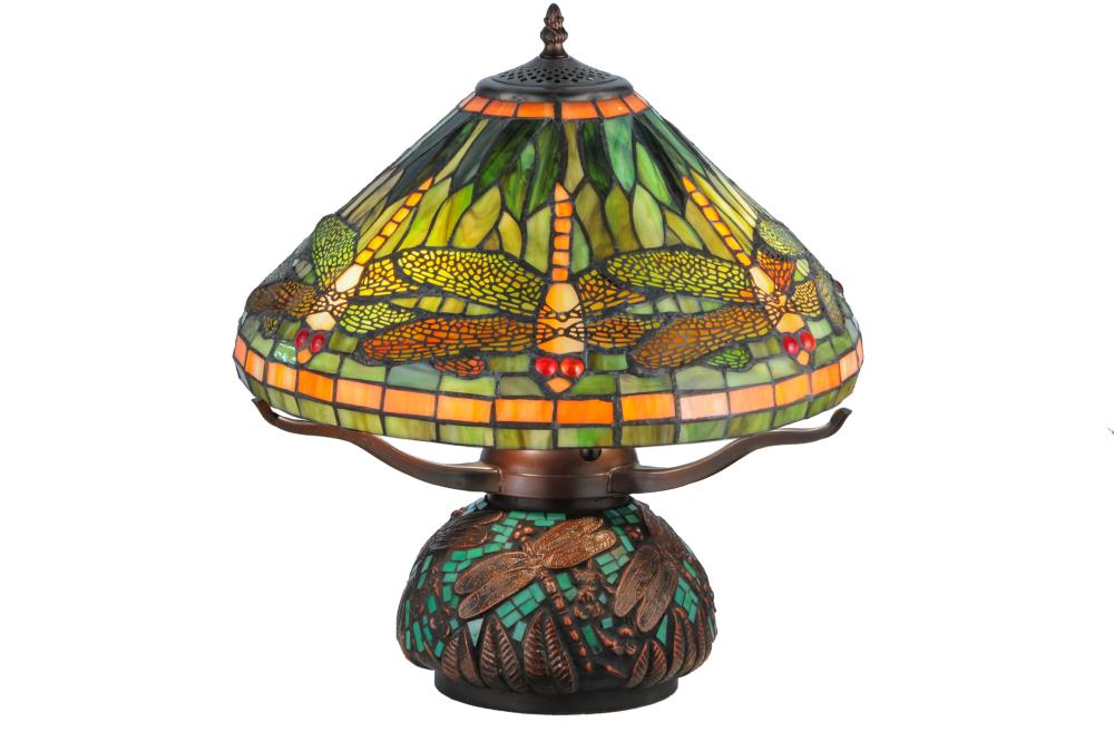 Meyda 17H Tiffany Dragonfly W/Tiffany Mosaic Base Table Lamp