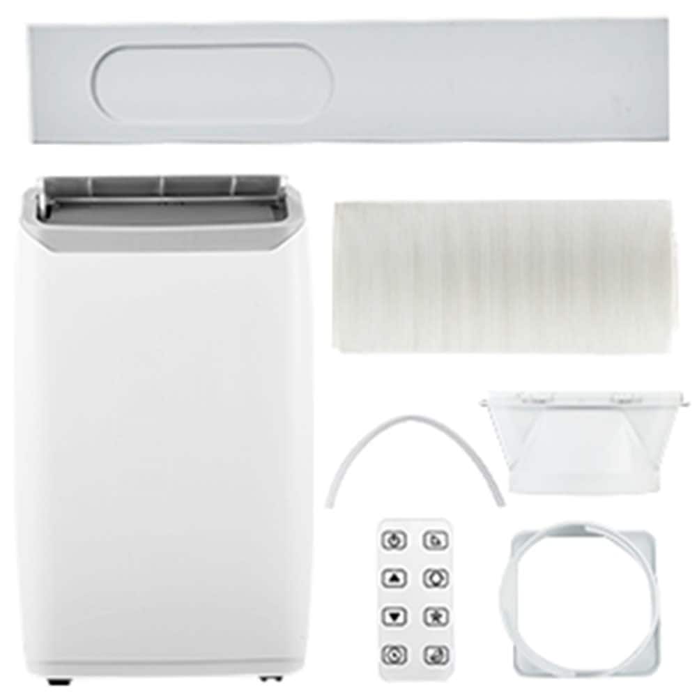 Qeetex LSHQQPHO-10HZ5V1Q 14000 BTU  portable air conditioner for rooms up to 750 sq  ft  3 in 1 portable air conditioner with fast cooling  dehumidification  three speed fan  24 hour timer  remote control  silent operation  white