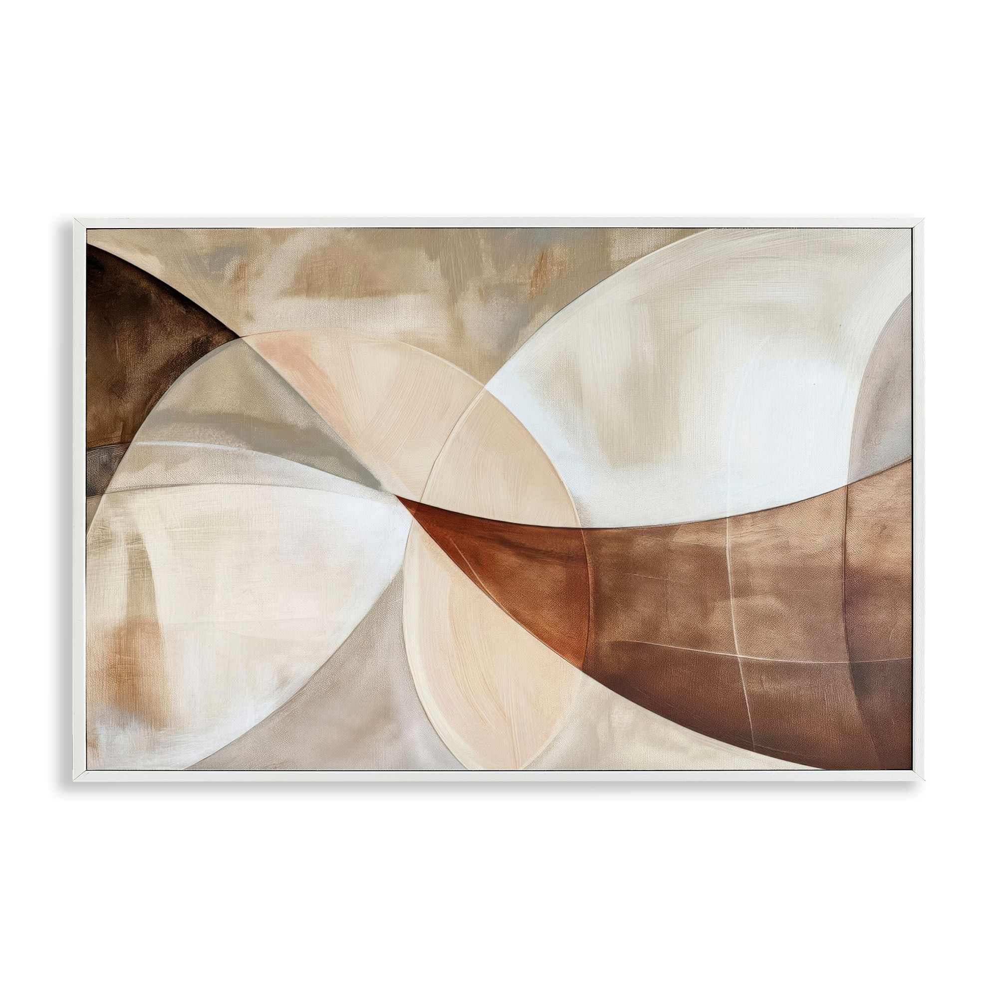 Stupell Industries BT-855-WFR-16X24 Curved Neutral Tones Abstraction White Framed Giclee Art By LSR Creative Studio 24 x 16