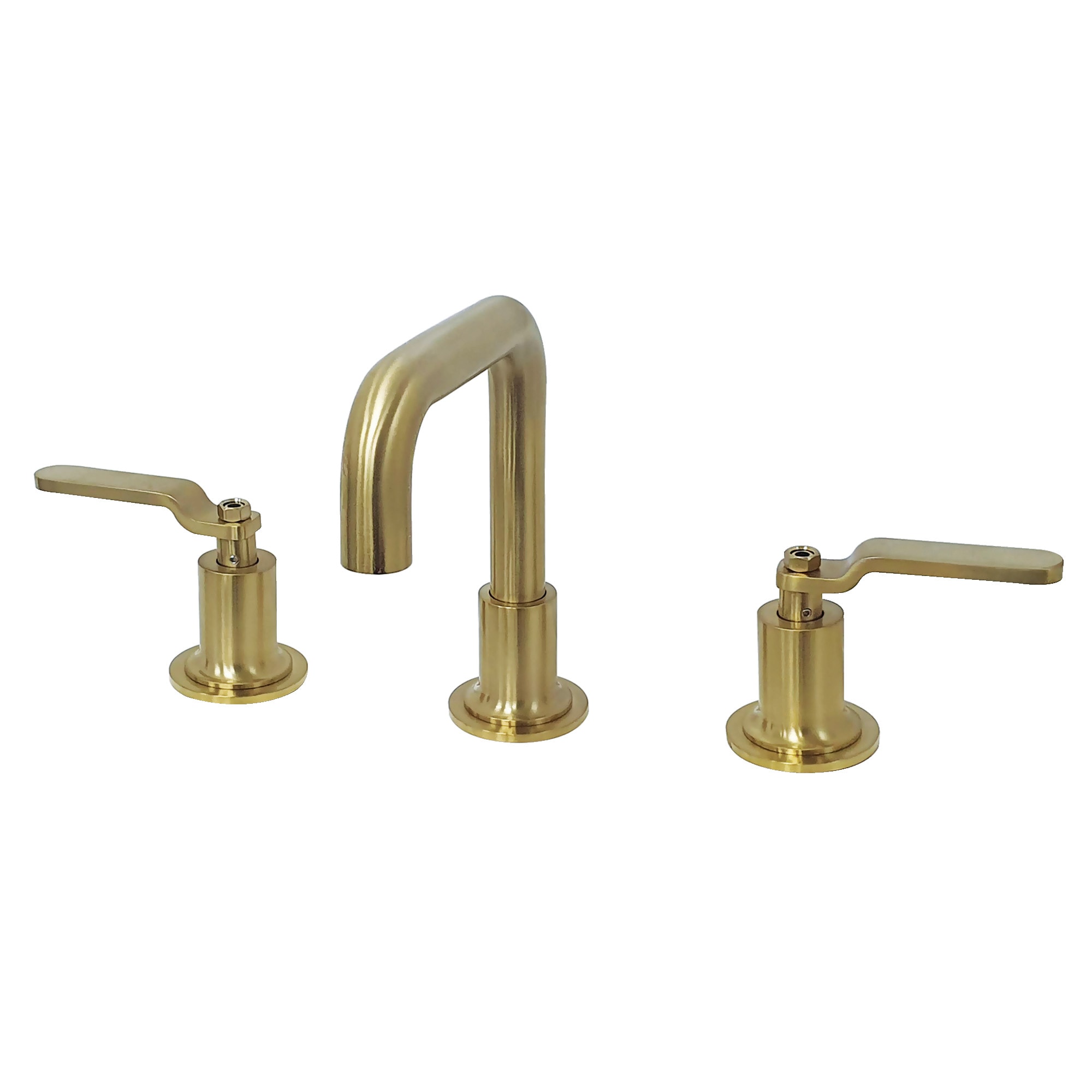 Kingston Brass WLKS142KLBB Whitaker Brushed brass Widespread 2-handle Low-arc Residential Handle Bathroom Sink Faucet with Drain