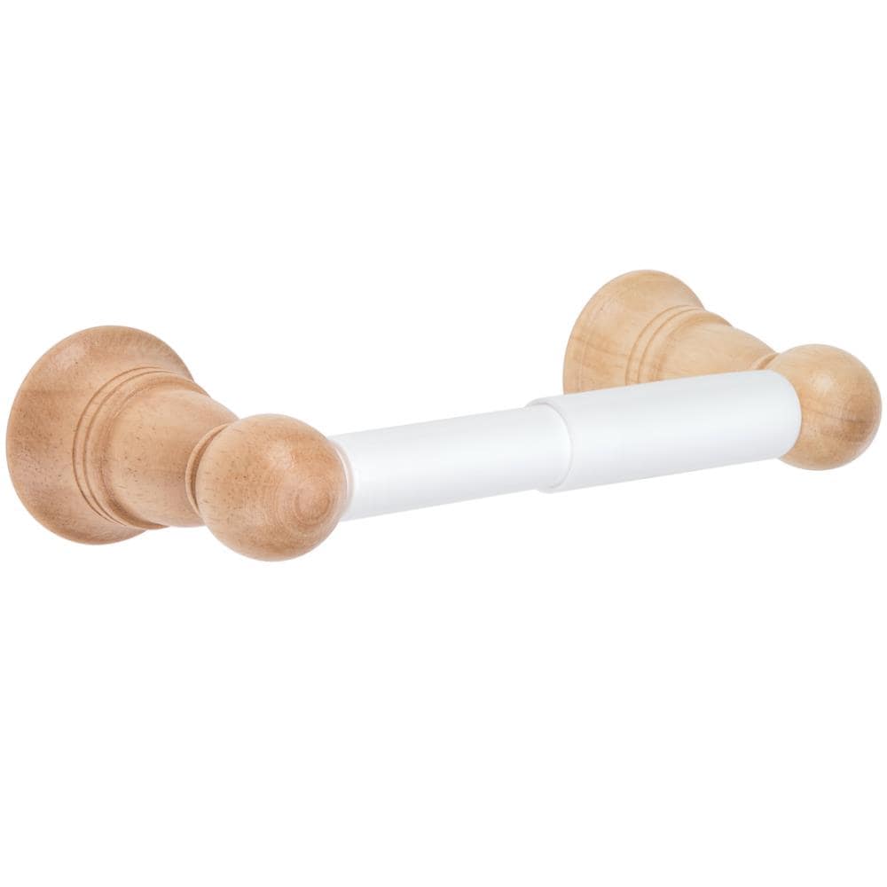 Project Source 165-8830 Oak Wall Mount Spring-loaded Toilet Paper Holder