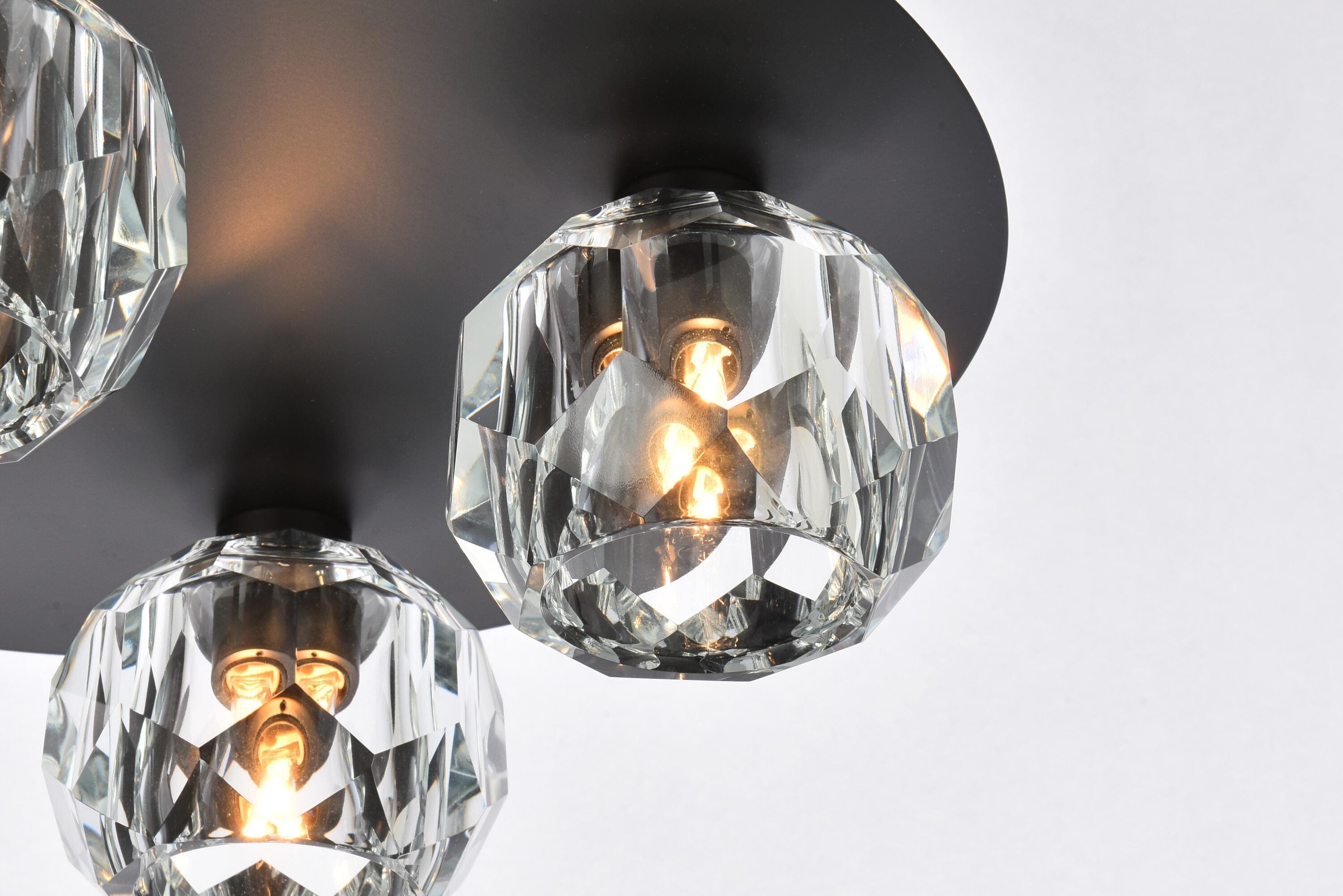 Modern Black Iron Ceiling Lamp with Clear Crystal Shades