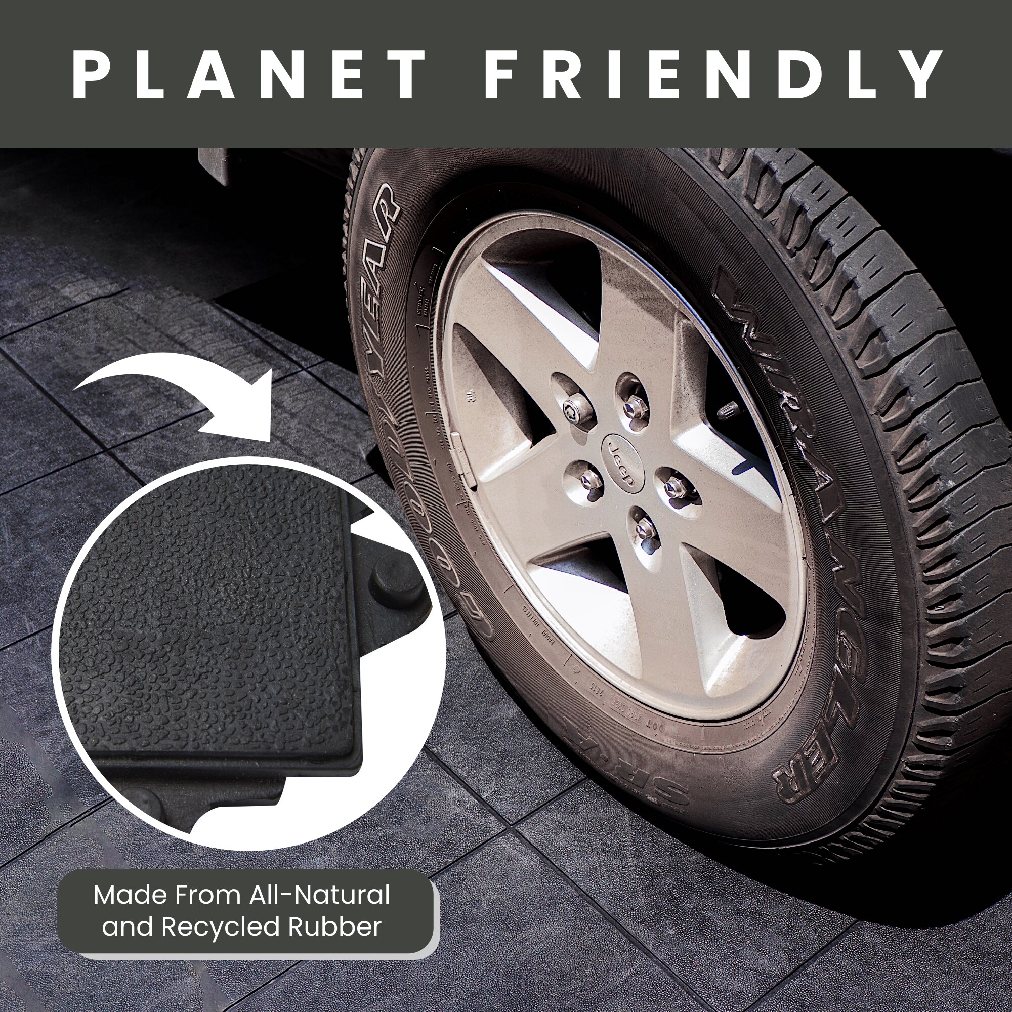 Envelor Durable Anti-Fatigue Rubber Floor Mat, Interlocking Commercial Floor Mat 3' x 3