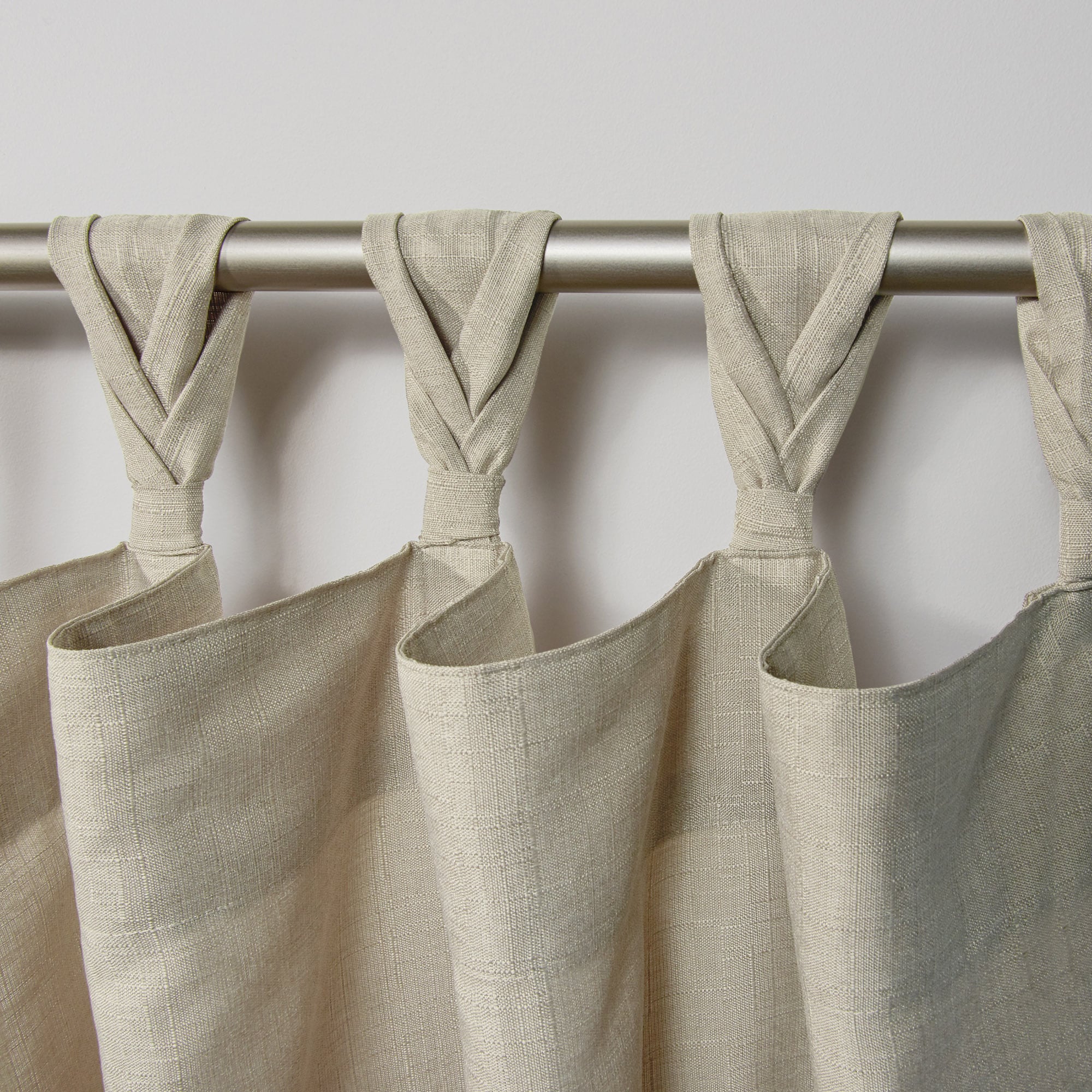 Natural Linen Braided Tab Top Light-Filtering Window Panels
