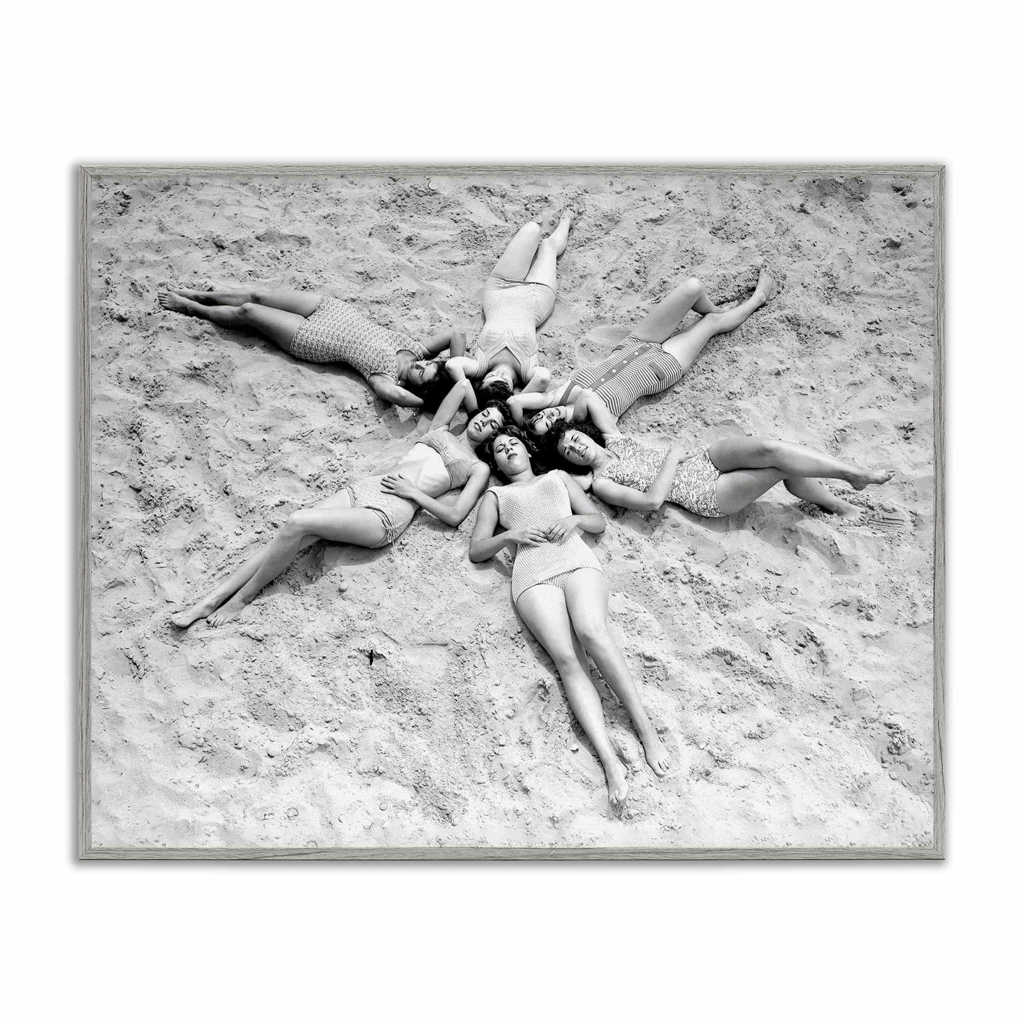 Stupell Industries BT-704-GFF-11X14 Women on Beach in Star Shape Gray Framed Giclee Art By Arlington Prints 14 x 11