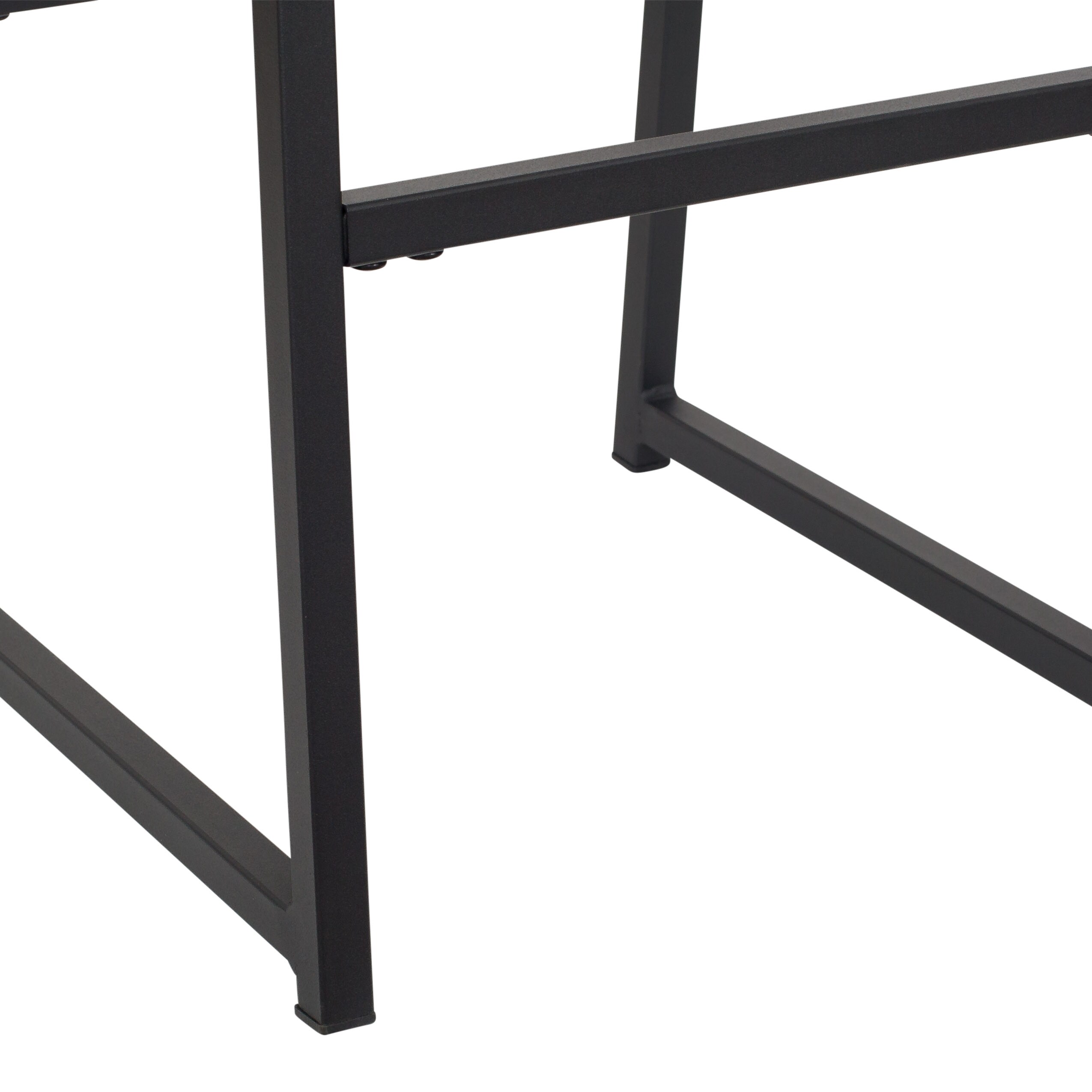 Milo Black Backless Leather and Metal Counter Stools, Set of 2