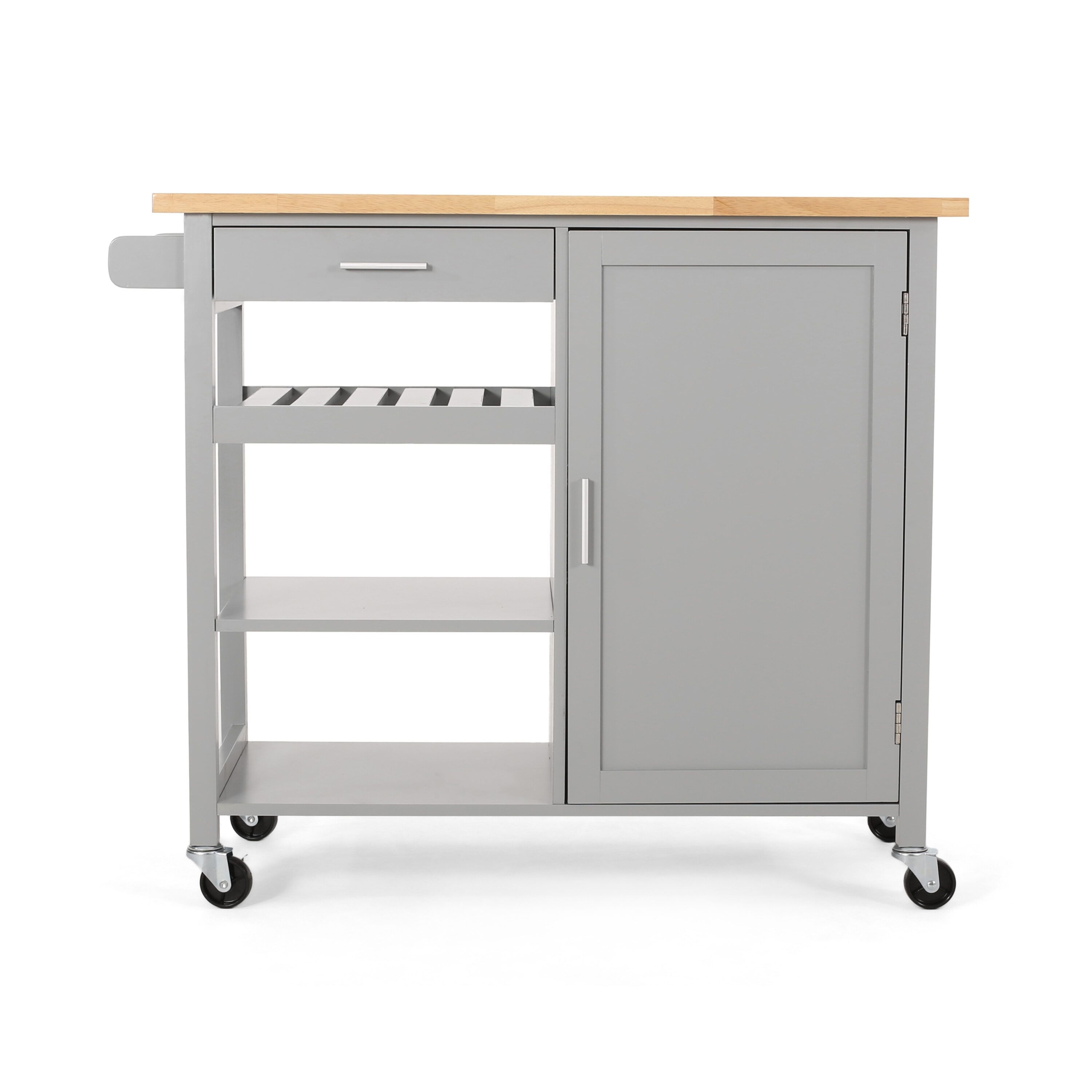Best Selling Home Decor Gray Mdf Base with Wood Top Rolling Kitchen Cart (18.9-in x 41.75-in x 35.25-in)