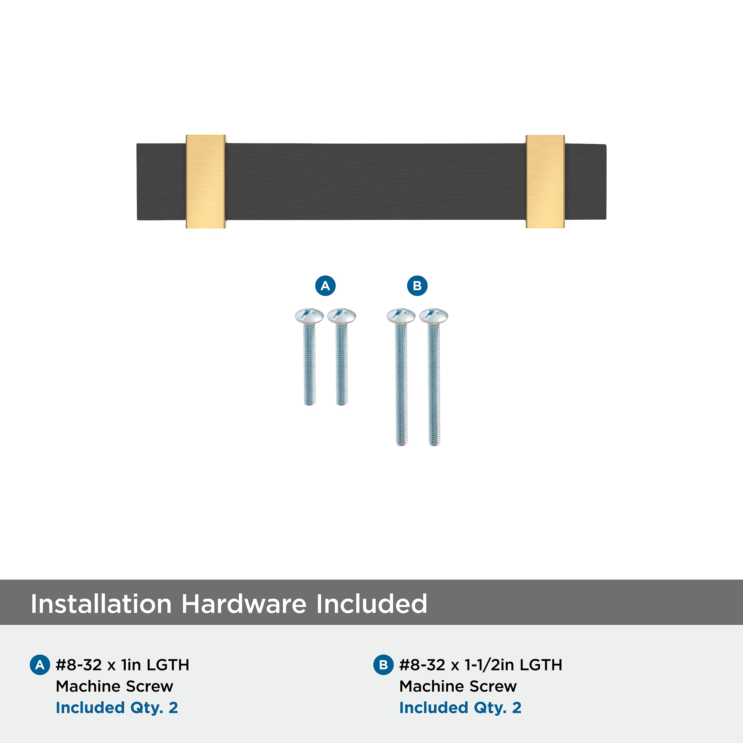 Overton 3 inch Brushed Matte Black and Champagne Bronze Cabinet Pull