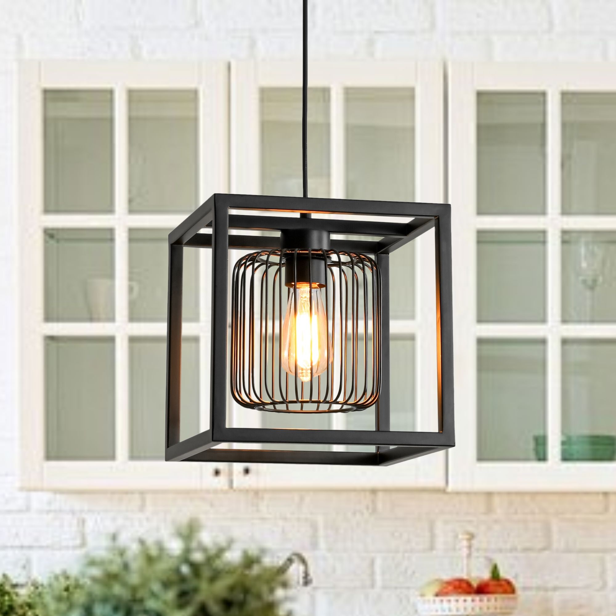 Progress Lighting Inspire 3-Light Antique Bronze Transitional Tinted Glass Drum Medium Hanging Pendant Light