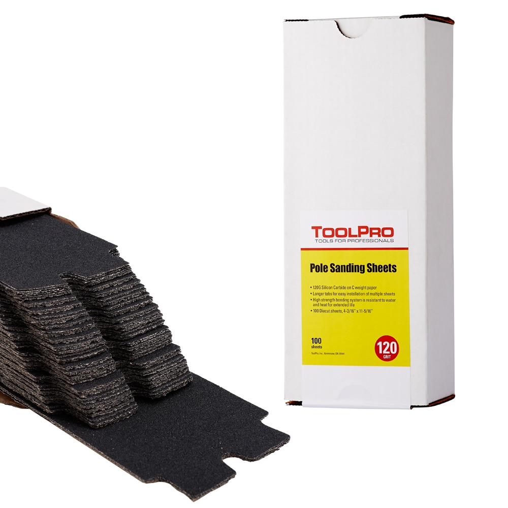 ToolPro TP04120 120-Grit Long Tab 4-3/16 in. x11-5/16 in. Drywall Sanding Sheets (100-Pack) Fine 120 -Grit Sheet Sandpaper 4.5-Inches W x 11.5-Inches L 100 -Pack