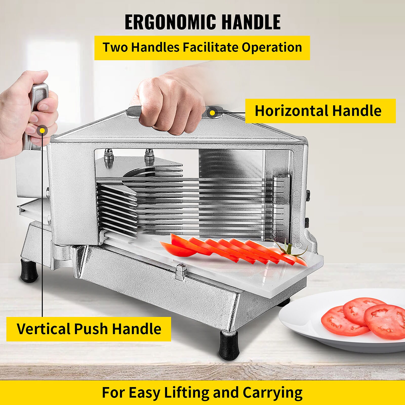 VEVOR Commercial Vegetable Fruit Dicer 3/16 in. Blade Onion Cutter Heavy Duty Stainless Steel Chopper Tomato Slicer with Tray