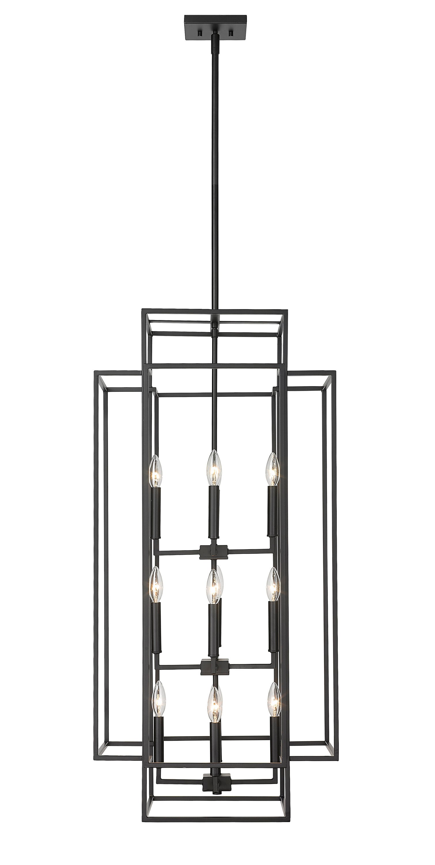 Matte Black 12-Light Geometric Cage Pendant