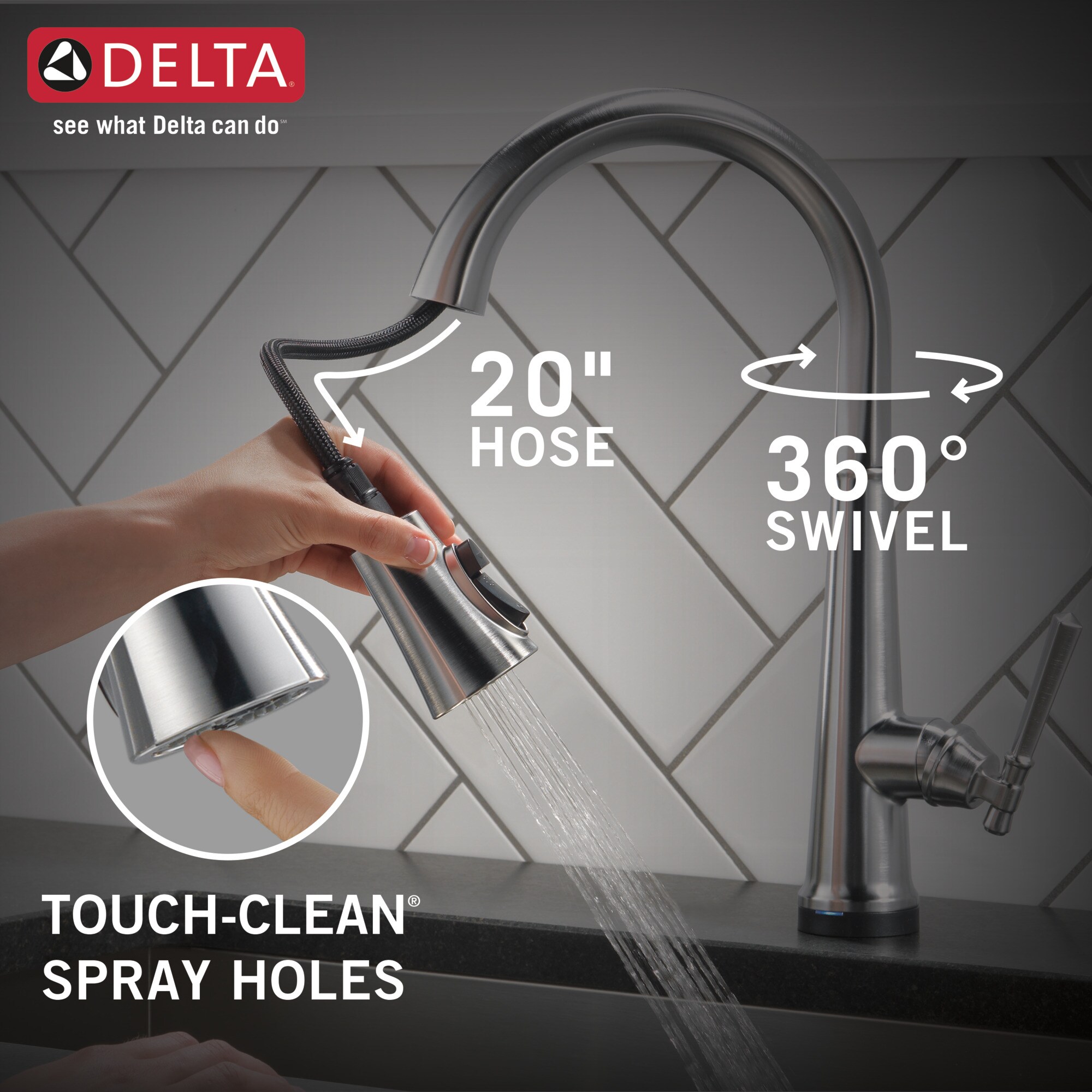 Delta Emmeline Lumicoat Arctic Stainless Single Handle Pull-down Touch ...