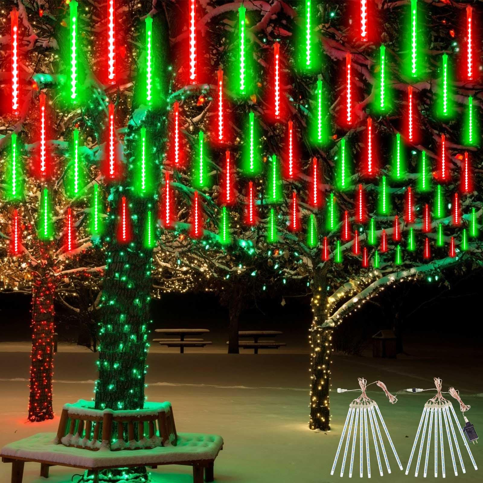 Phewnyzo 2 pack Christmas Meteor Shower Lights 384 LED 16 Tube ...