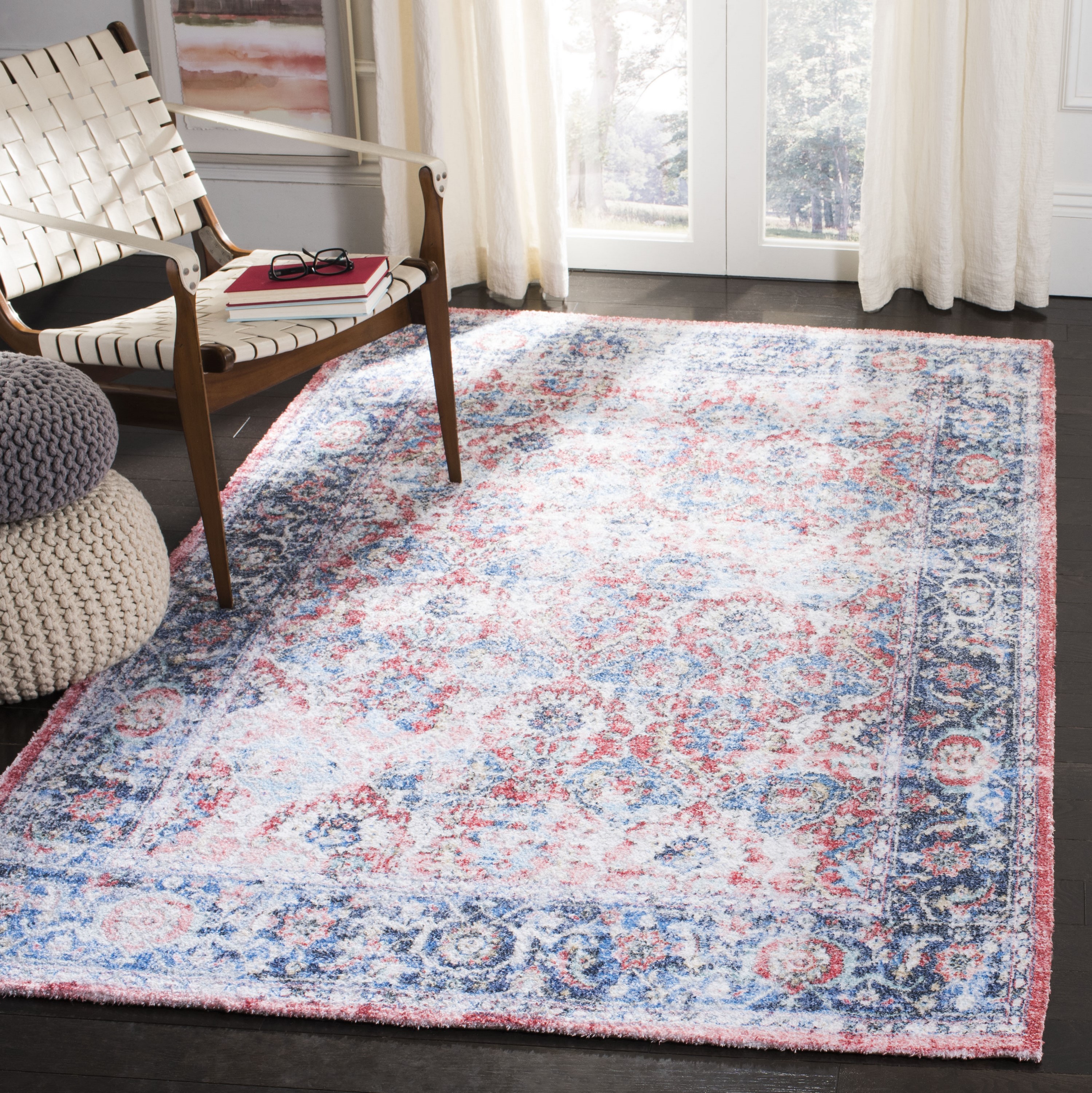 Saffron 3' x 5' Blue and Rust Handmade Wool Cotton Rug