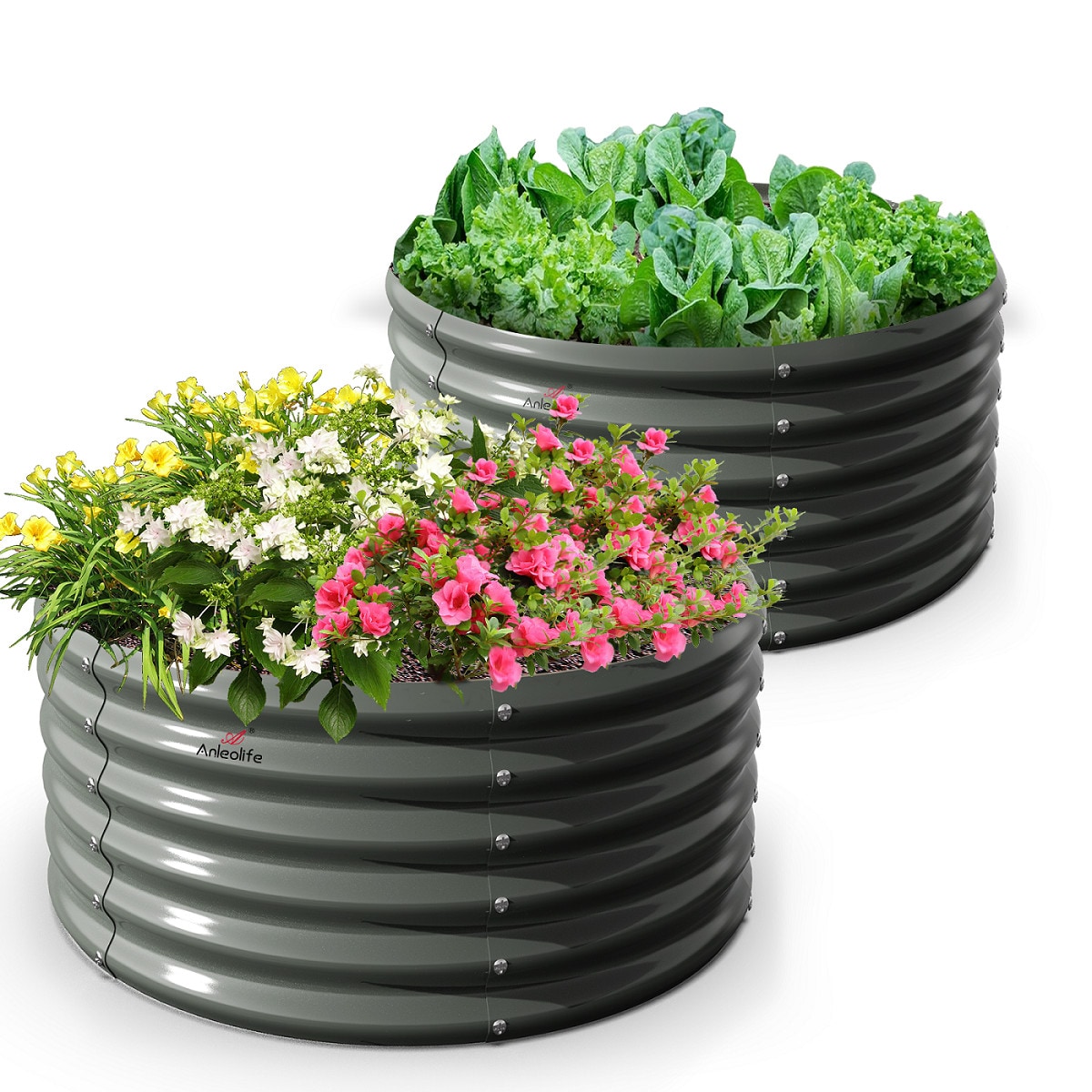Wildaven GDMS005 33-cu ft 47.24-in W x 47.24-in L x 17.72-in H Black Galvanized Metal Raised Garden Bed