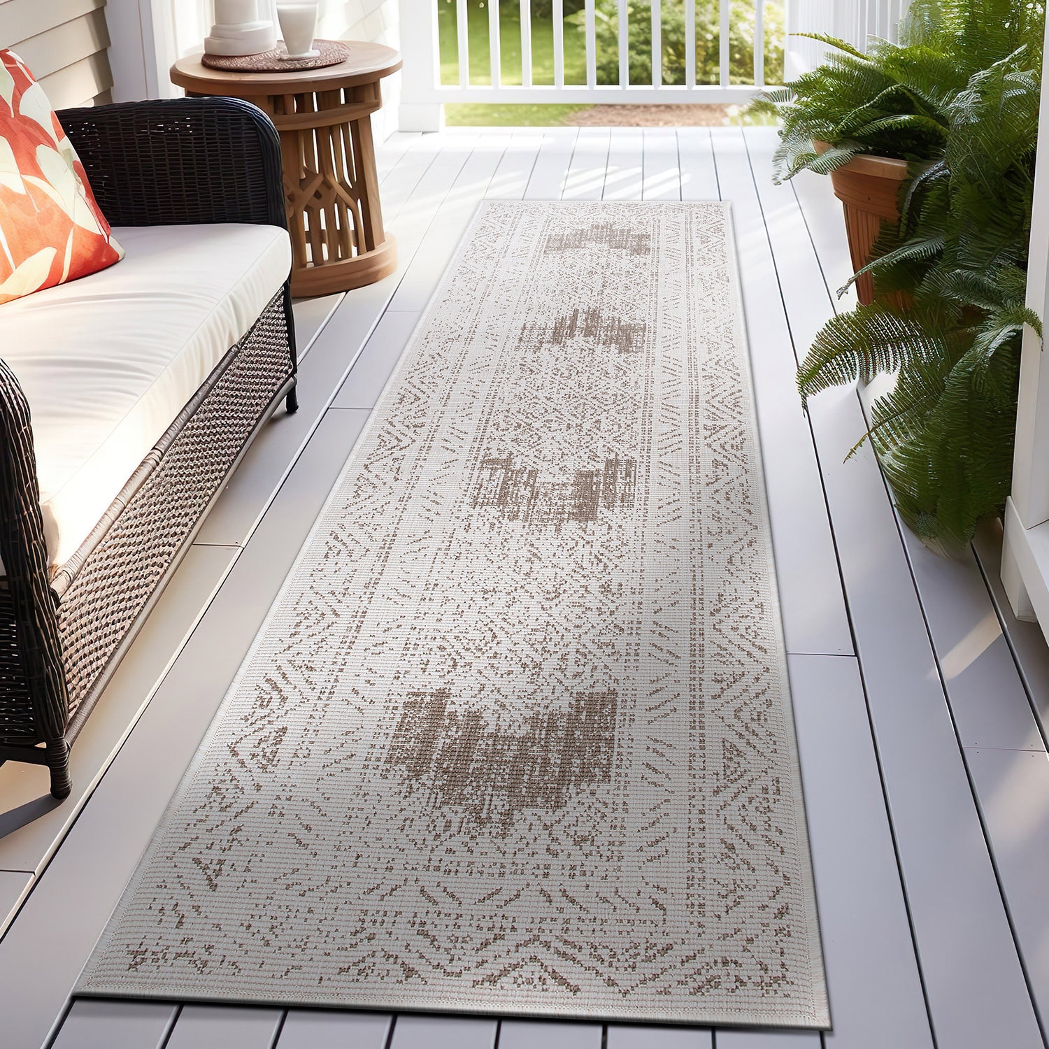 World Rug Gallery 4029BEIGE2X7 2 x 7 (ft) Loomed Synthetic Beige Rectangular Indoor/Outdoor Runner rug
