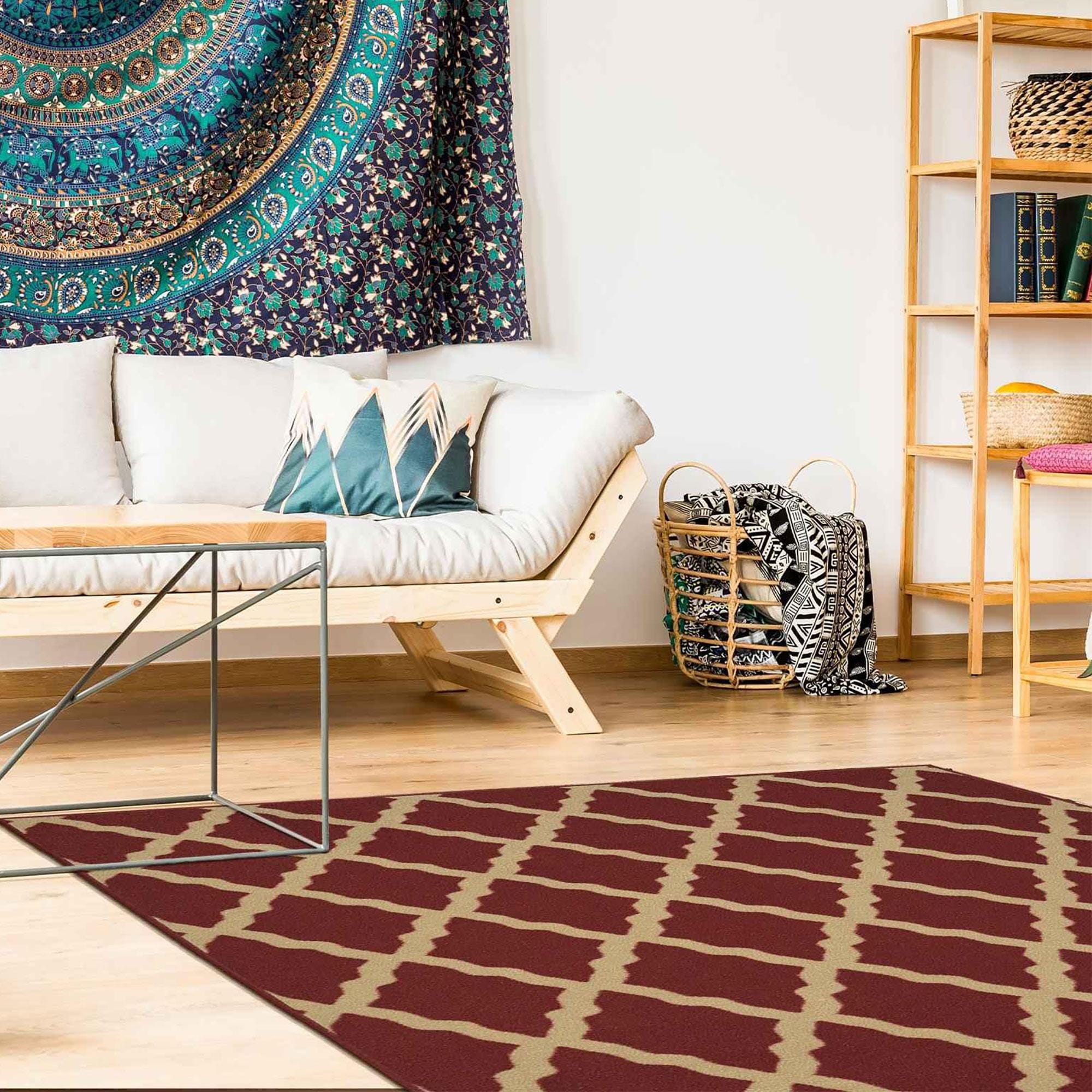 Ottomanson CLS3320-3X5 Classics 3 x 5 (ft) Loomed Nylon Red Rectangular Indoor Trellis Area rug