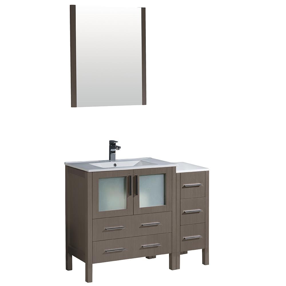 Fresca FVN62-3012GO-UNS Torino 42-in Gray Oak Single sink Bathroom Vanity with White Ceramic Top (Mirror Included)