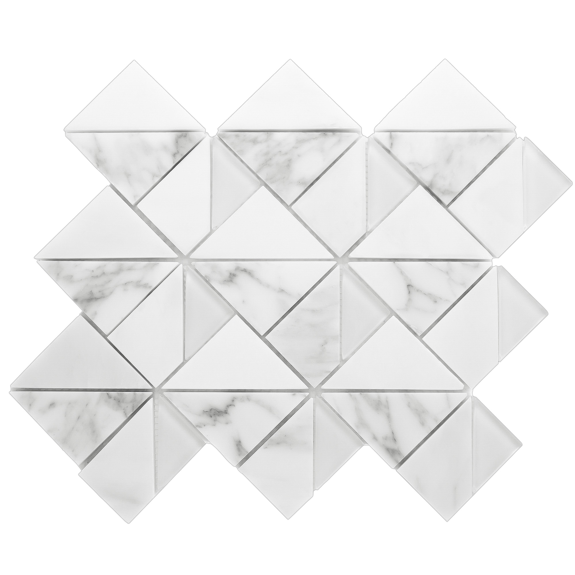 Essential Tile Monten White 12.49-in x 15.24-in Glossy Geometric Glass Mosaic Tile ( 13.3-sq ft Carton )