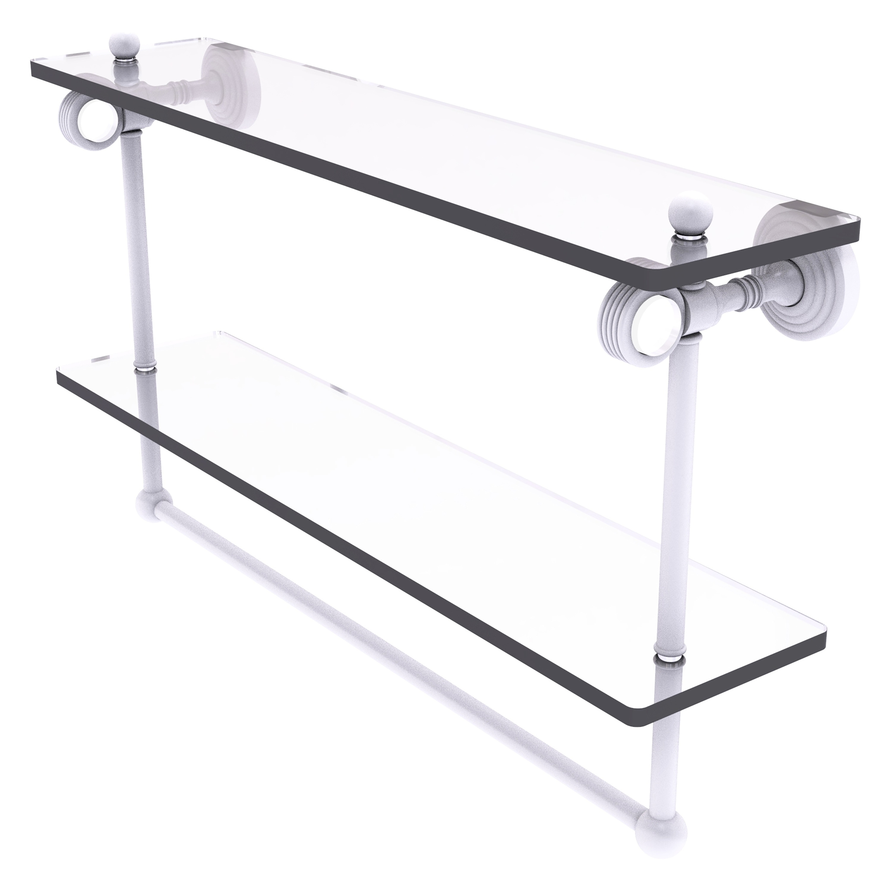 Allied Brass PG-2TBG-22-WHM Pacific Grove Matte White 2 -Tier Wall mount Bathroom Shelf ( 22-in x 13-in x 5-in )